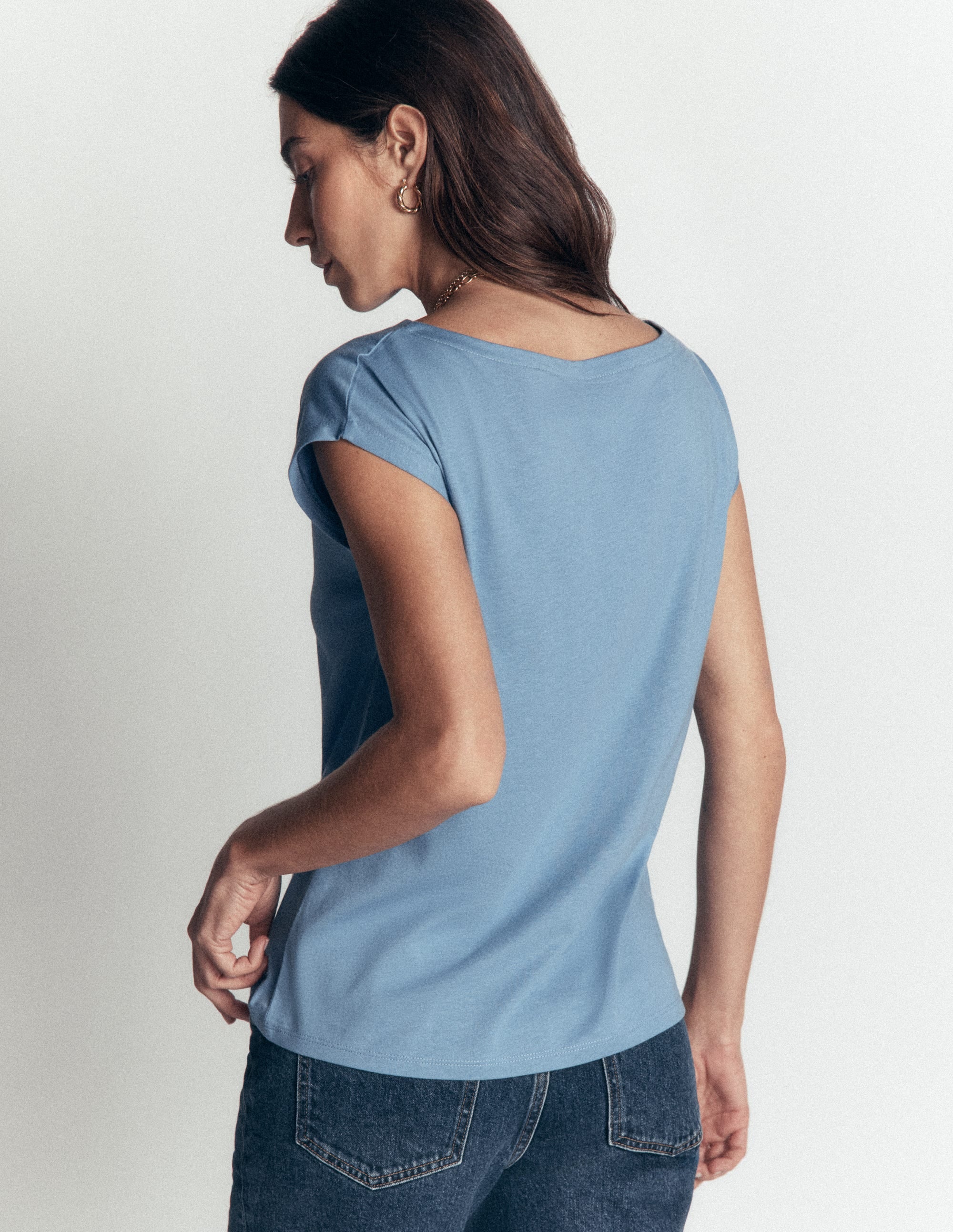 Supersoft Slash Neck T-Shirt-Blue Aura - Image 3
