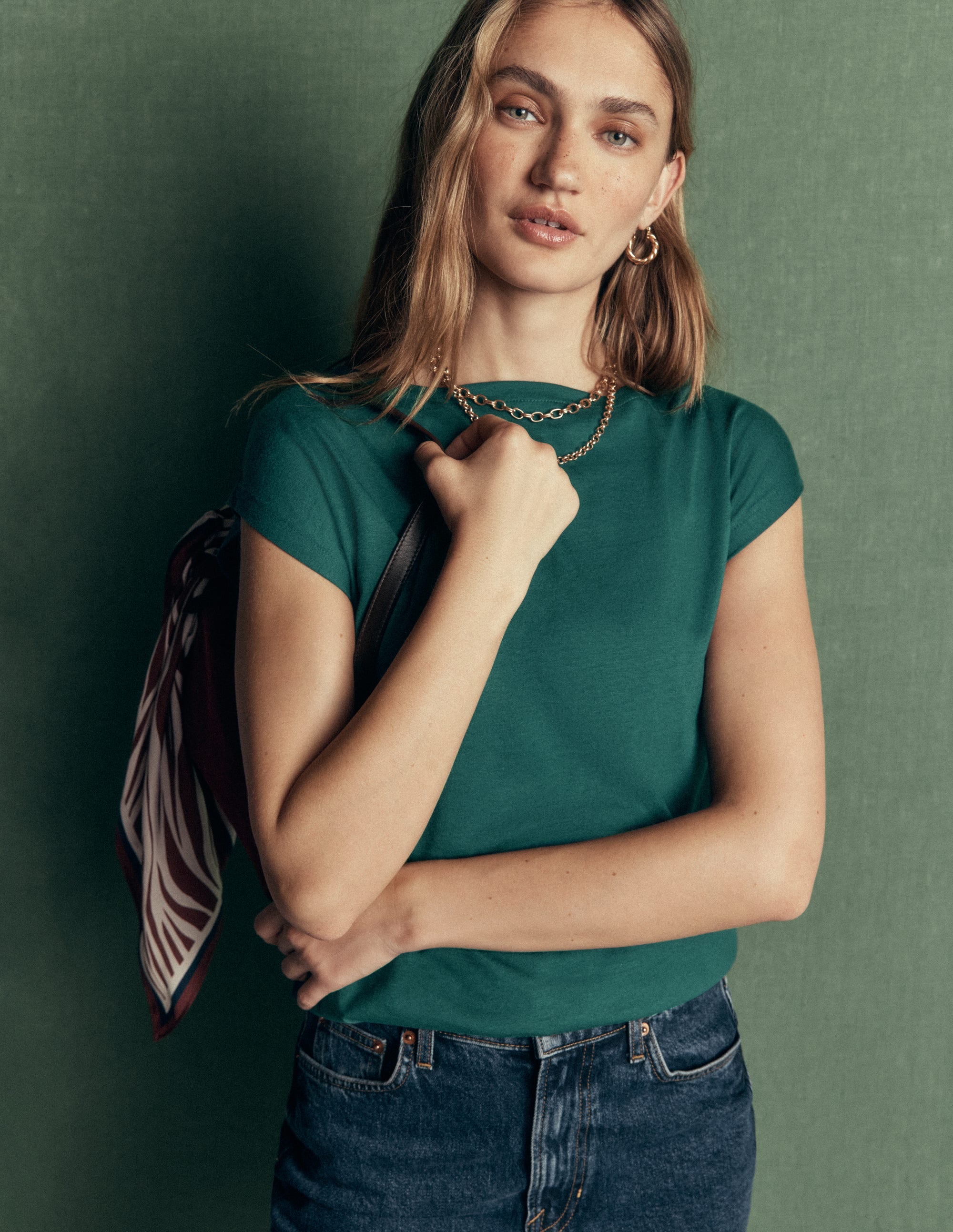 Supersoft Slash Neck T-Shirt-Midnight Teal - Image 1
