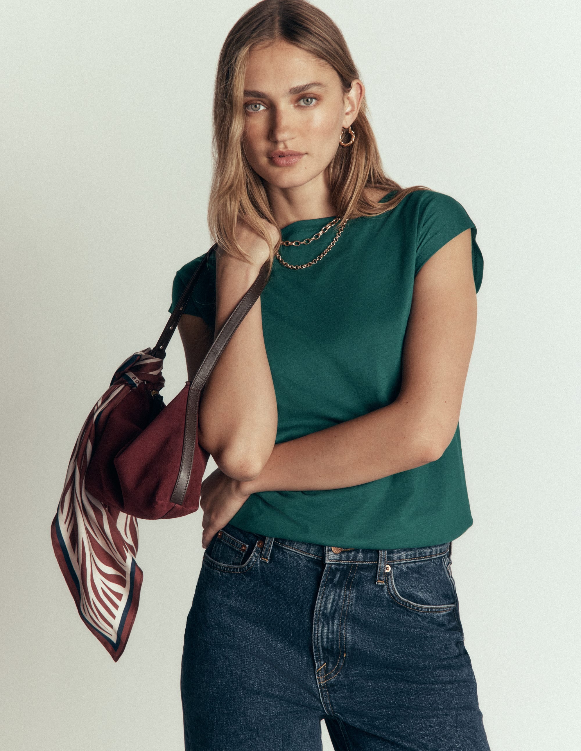 Supersoft Slash Neck T-Shirt-Midnight Teal - Image 1