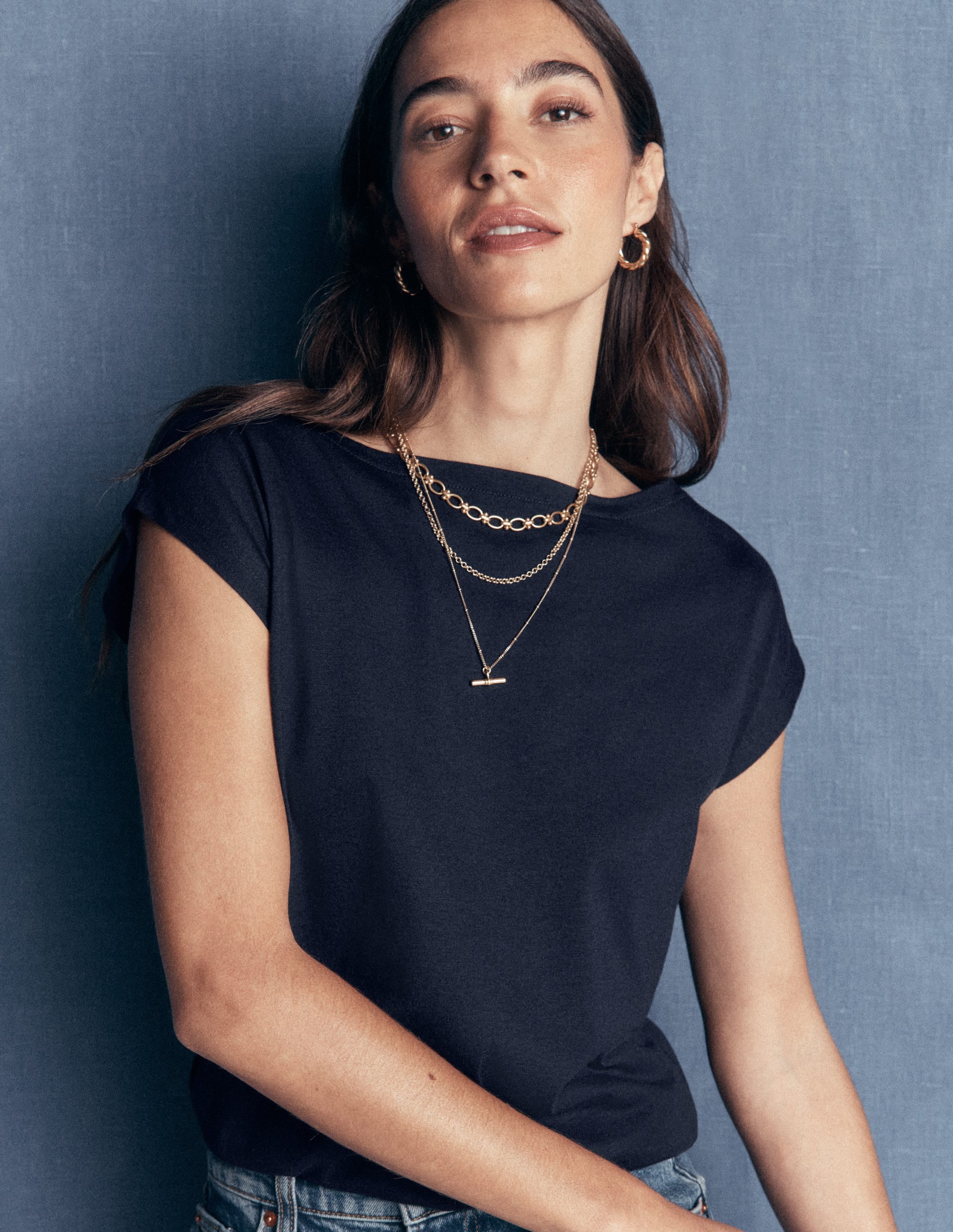 Supersoft Slash Neck T-Shirt-French Navy (19-3921 TCX) - Image 1