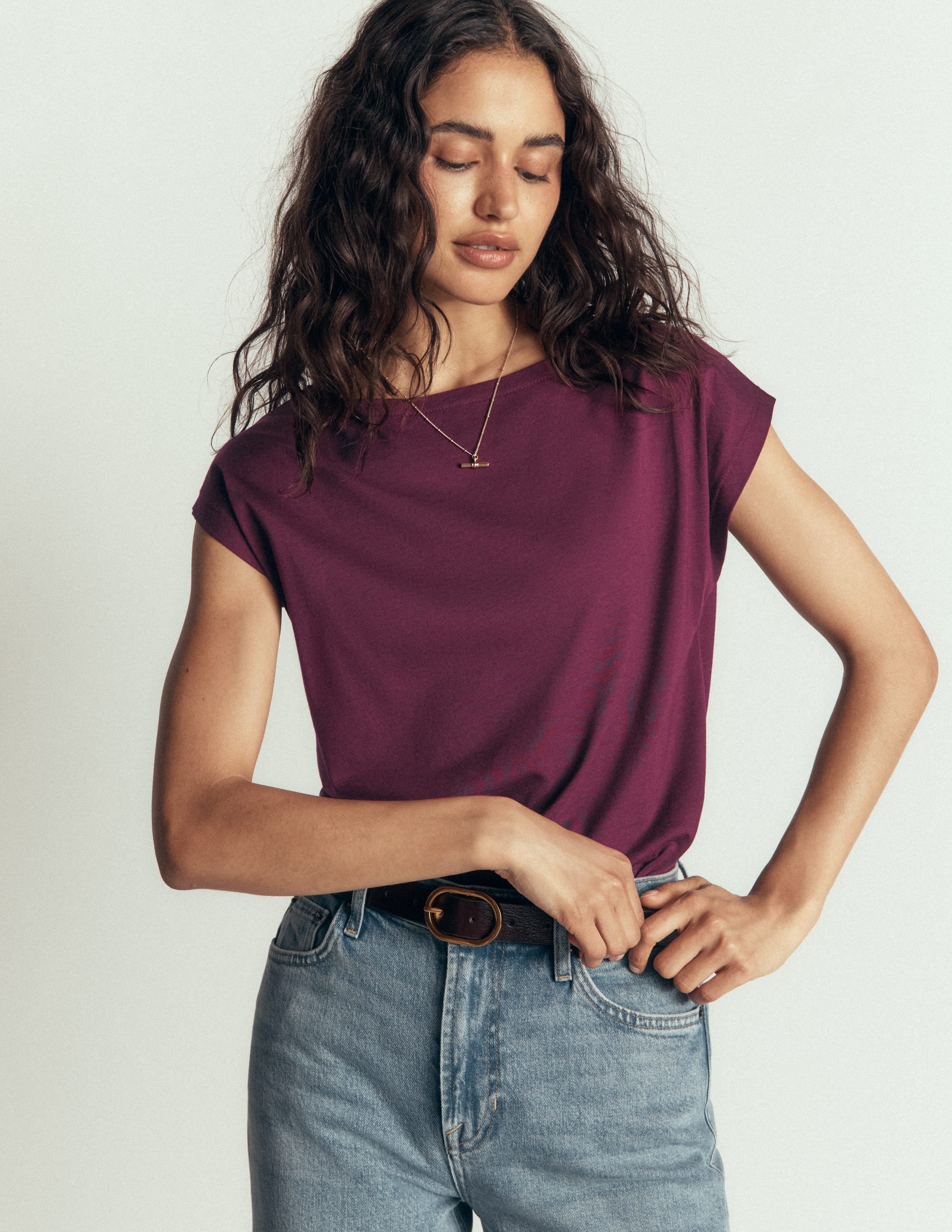 Supersoft Slash Neck T-Shirt-Dark Cherry - Image 4