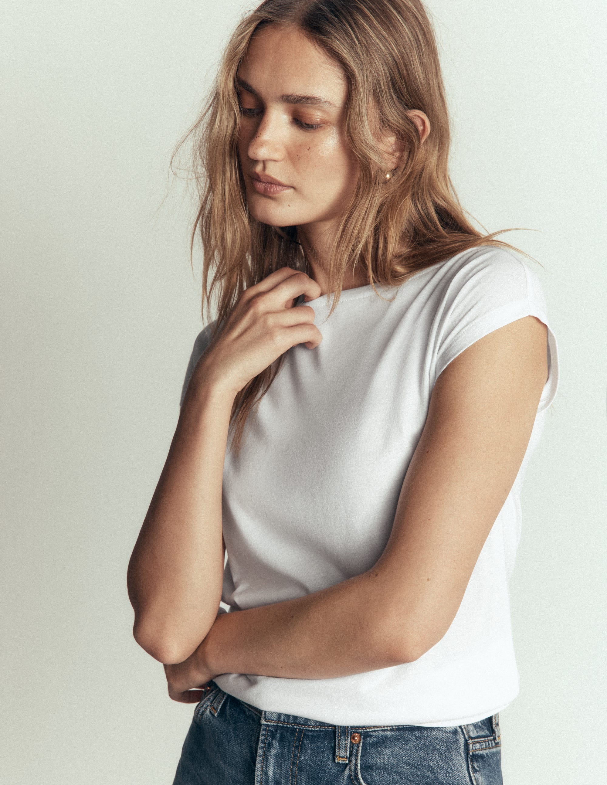 Supersoft Slash Neck T-Shirt-White - Image 2