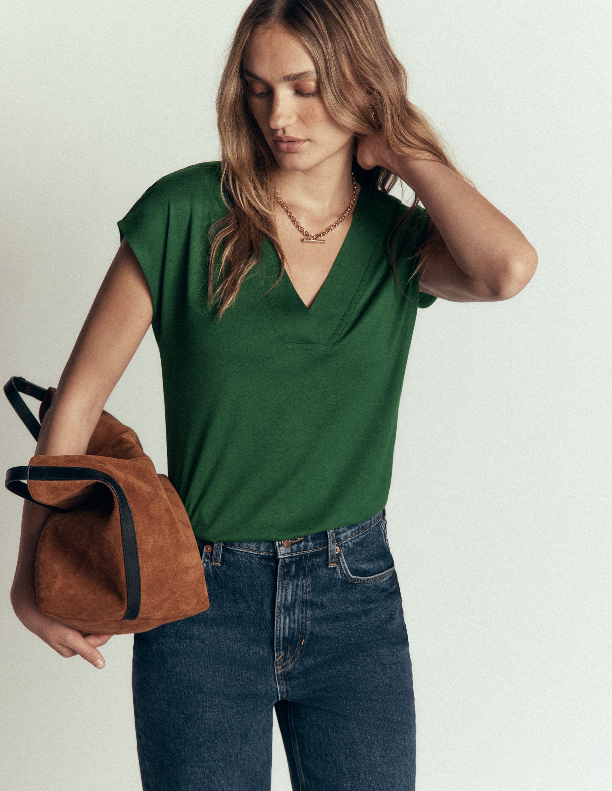 Imi Supersoft V-neck T-shirt-Hunter Green-5