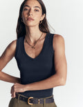 Essential V Neck Vest-Navy