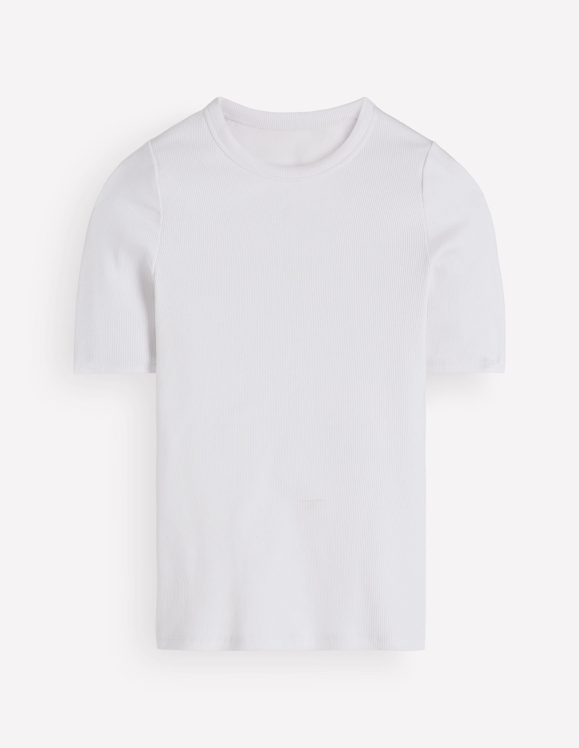Ribbed Cotton T-Shirt-White - Image 5