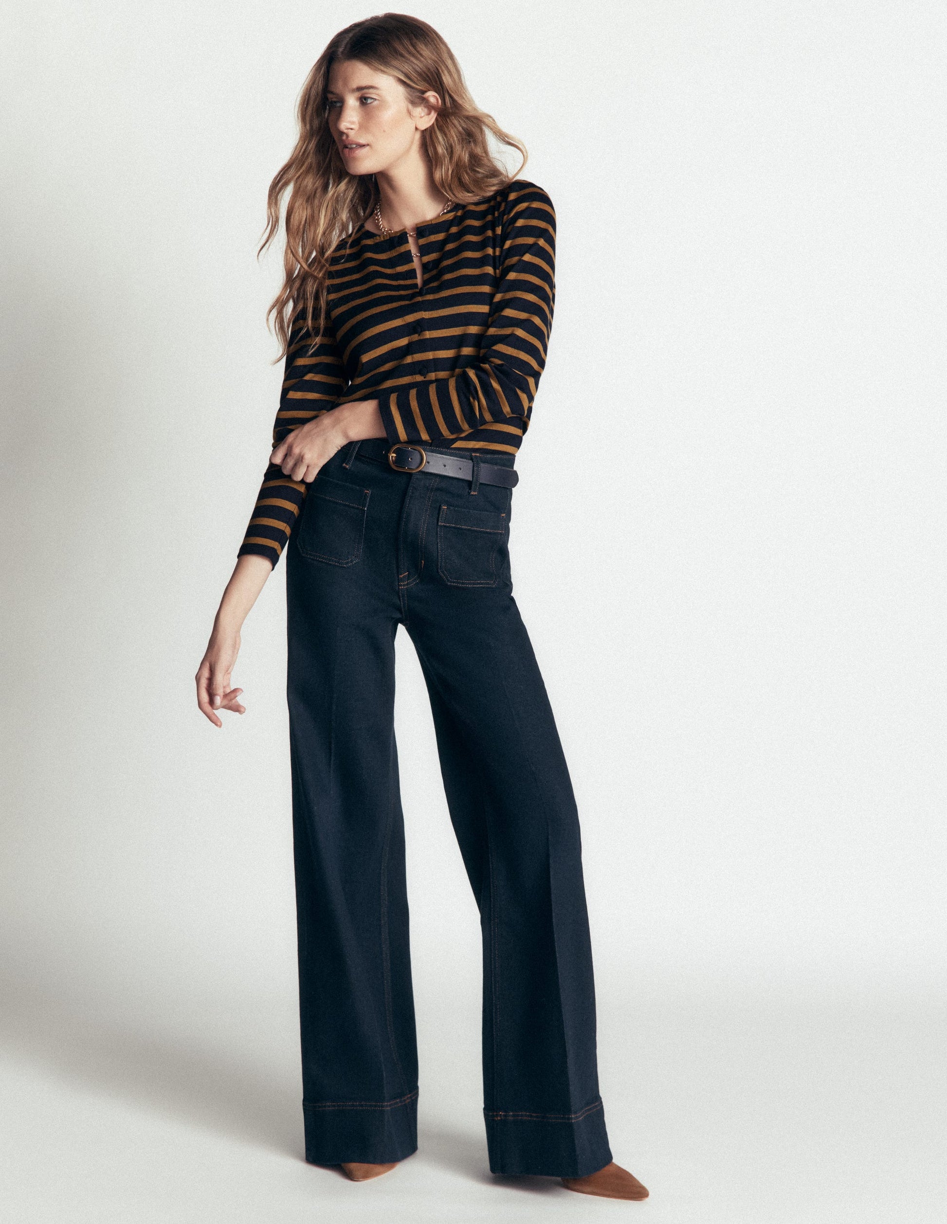 Iris Puff Sleeve Mariner-Navy and Dijon Stripe-1