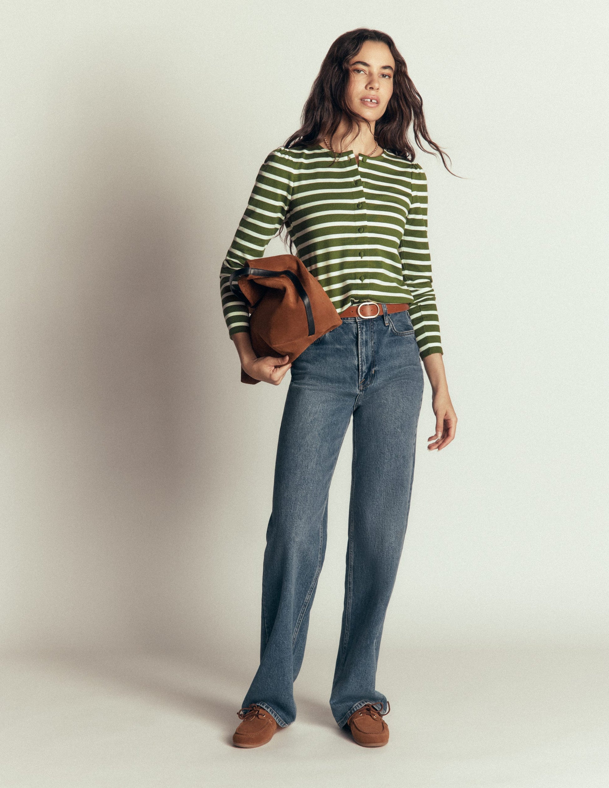 Iris Puff Sleeve Mariner-Chive and Ivory Stripe-1