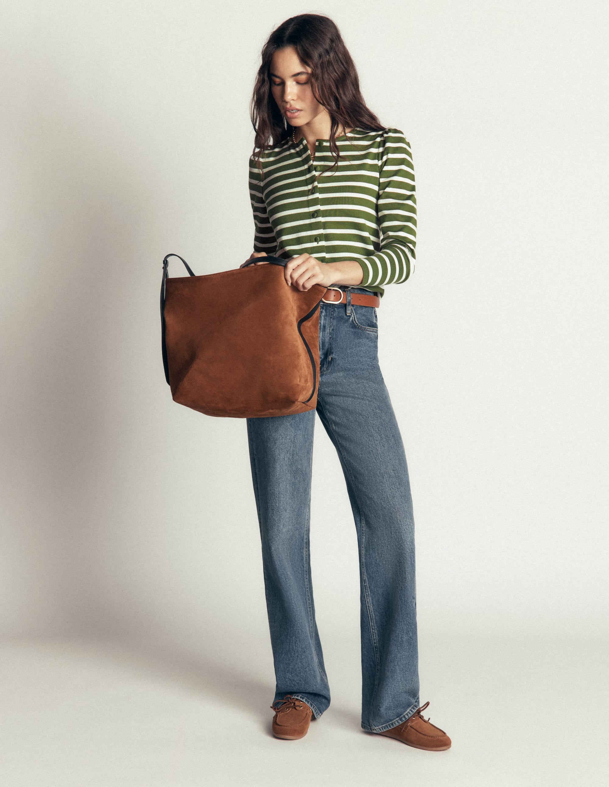 Iris Puff Sleeve Mariner-Chive and Ivory Stripe - Image 4