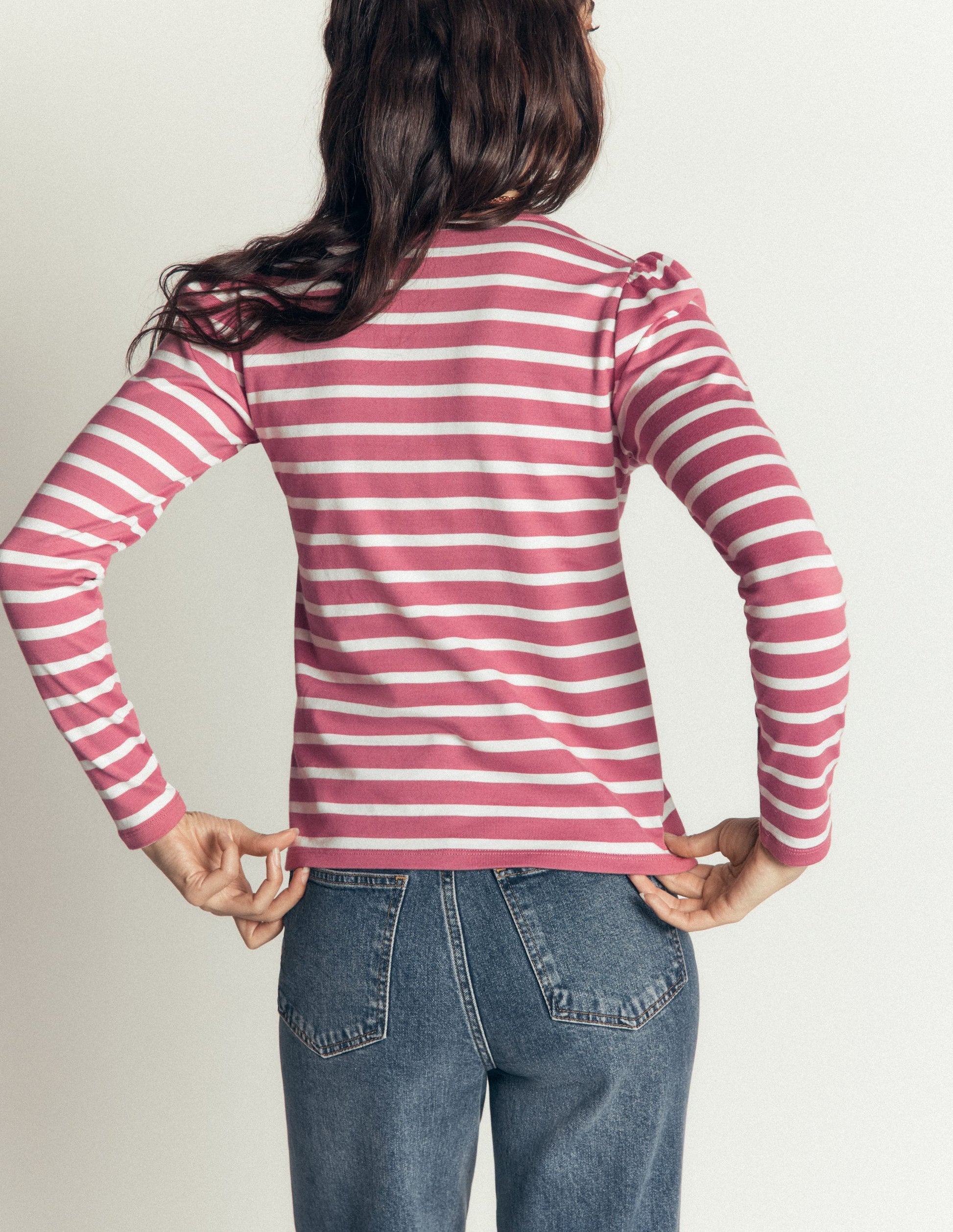 Iris Puff Sleeve Mariner-Heather Rose/ Ivory Stripe-3