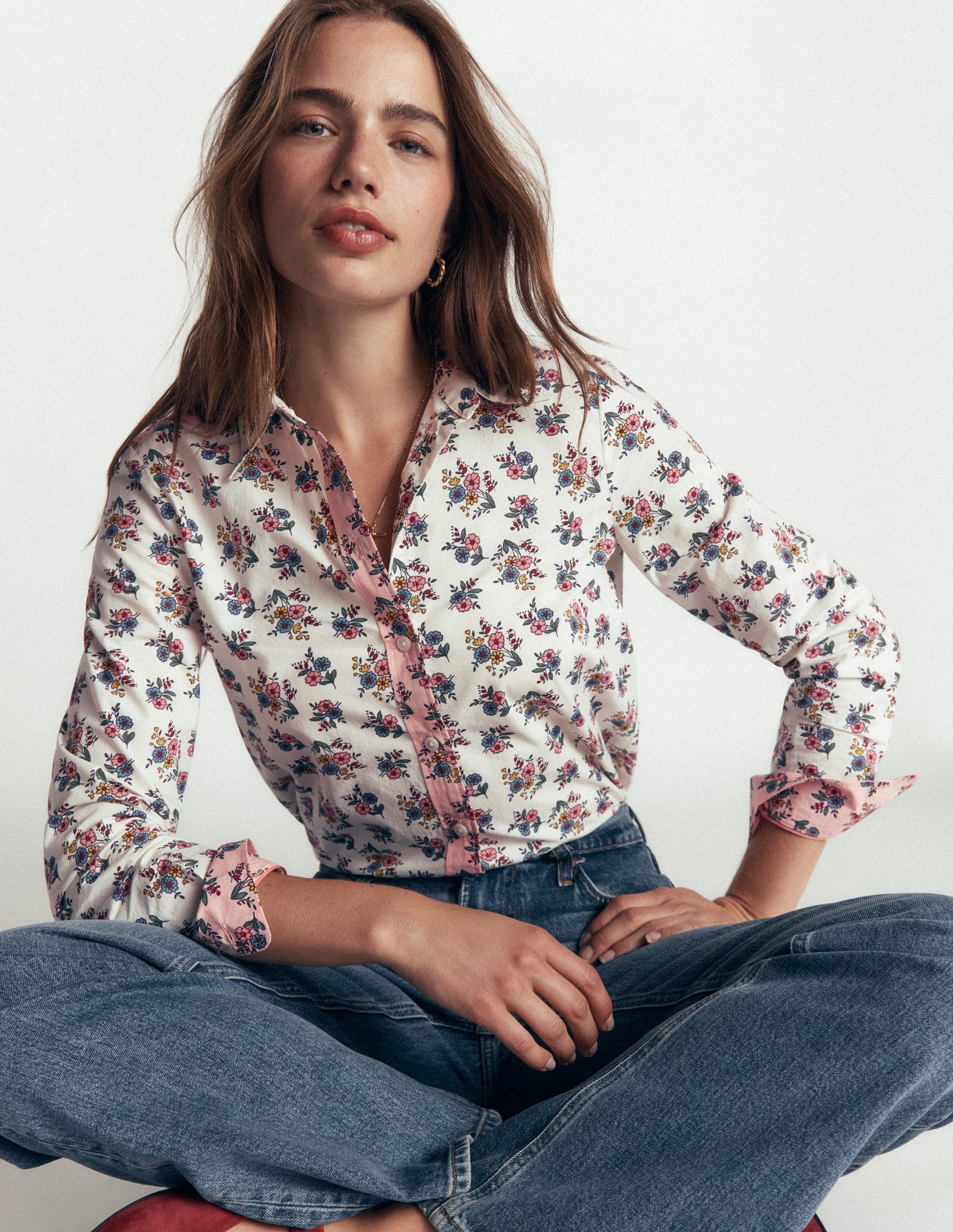 The New Sienna Cotton Shirt-Papyrus, Delicate Garden-1