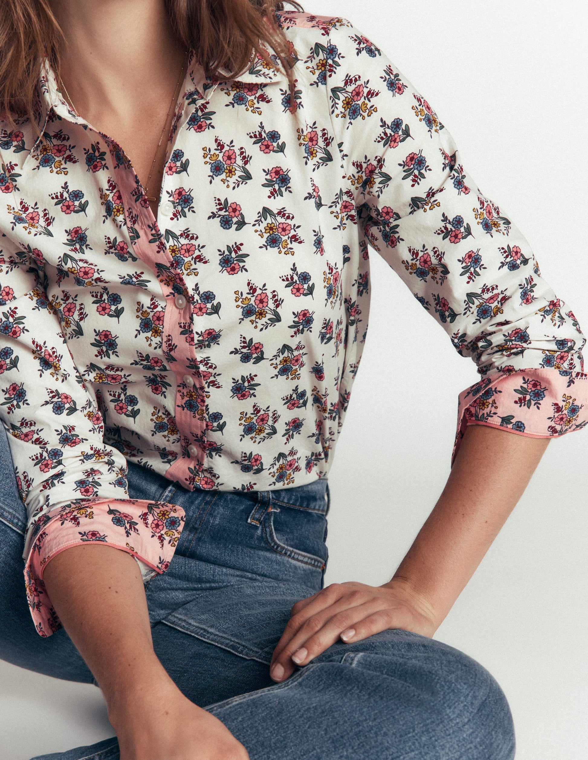 The New Sienna Cotton Shirt-Papyrus, Delicate Garden-2