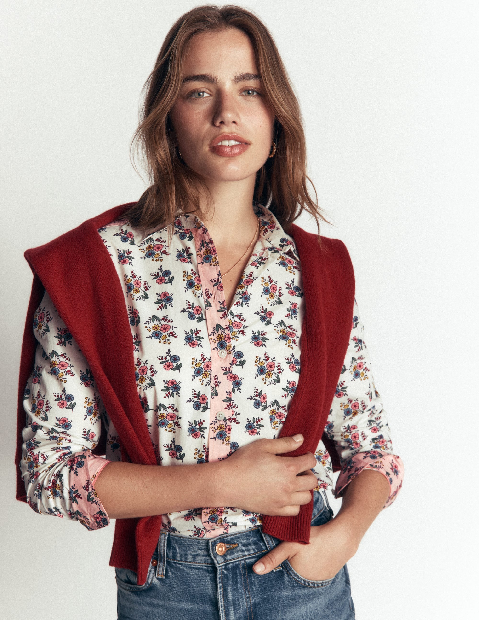 The New Sienna Cotton Shirt-Papyrus, Delicate Garden - Image 4