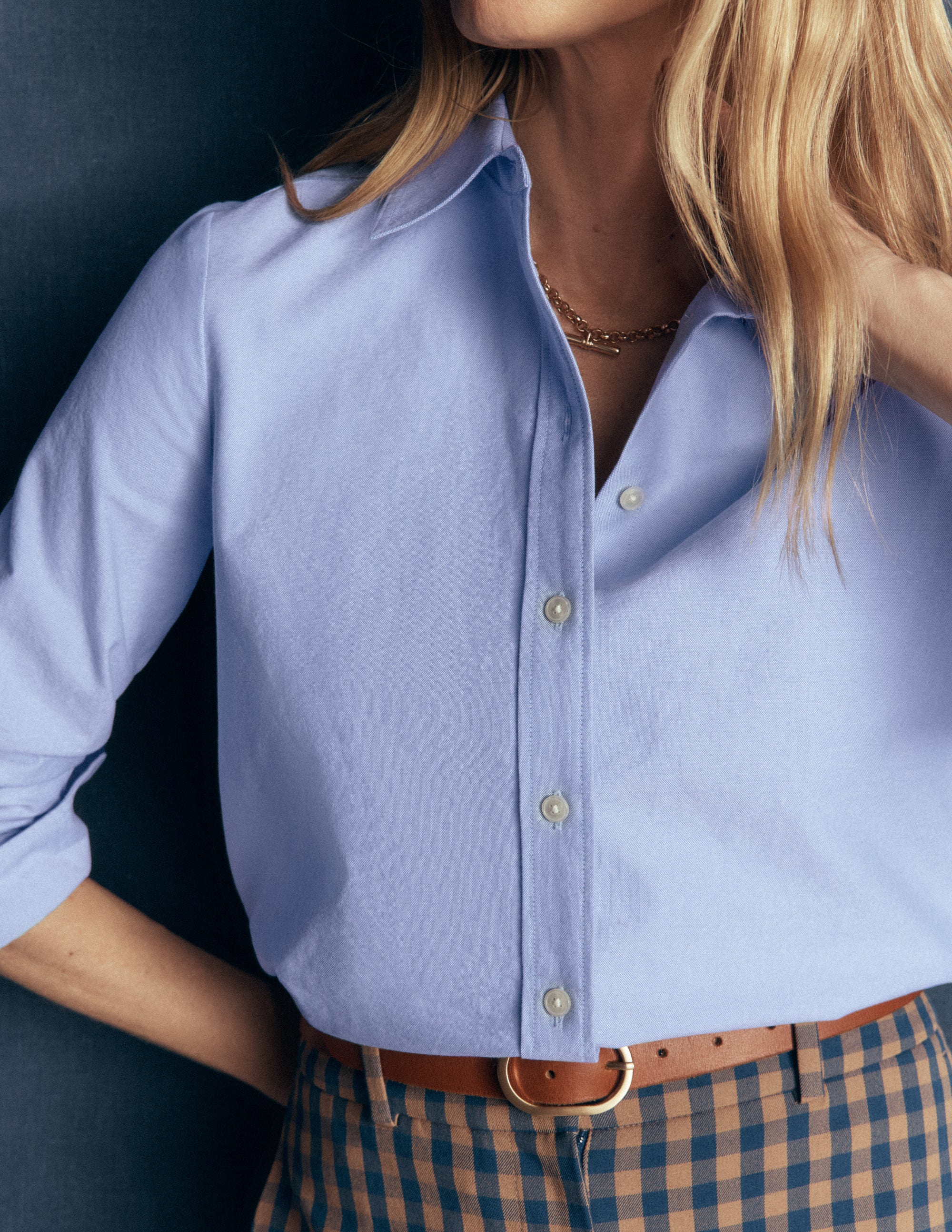 The New Sienna Cotton Shirt-Blue Oxford - Image 2
