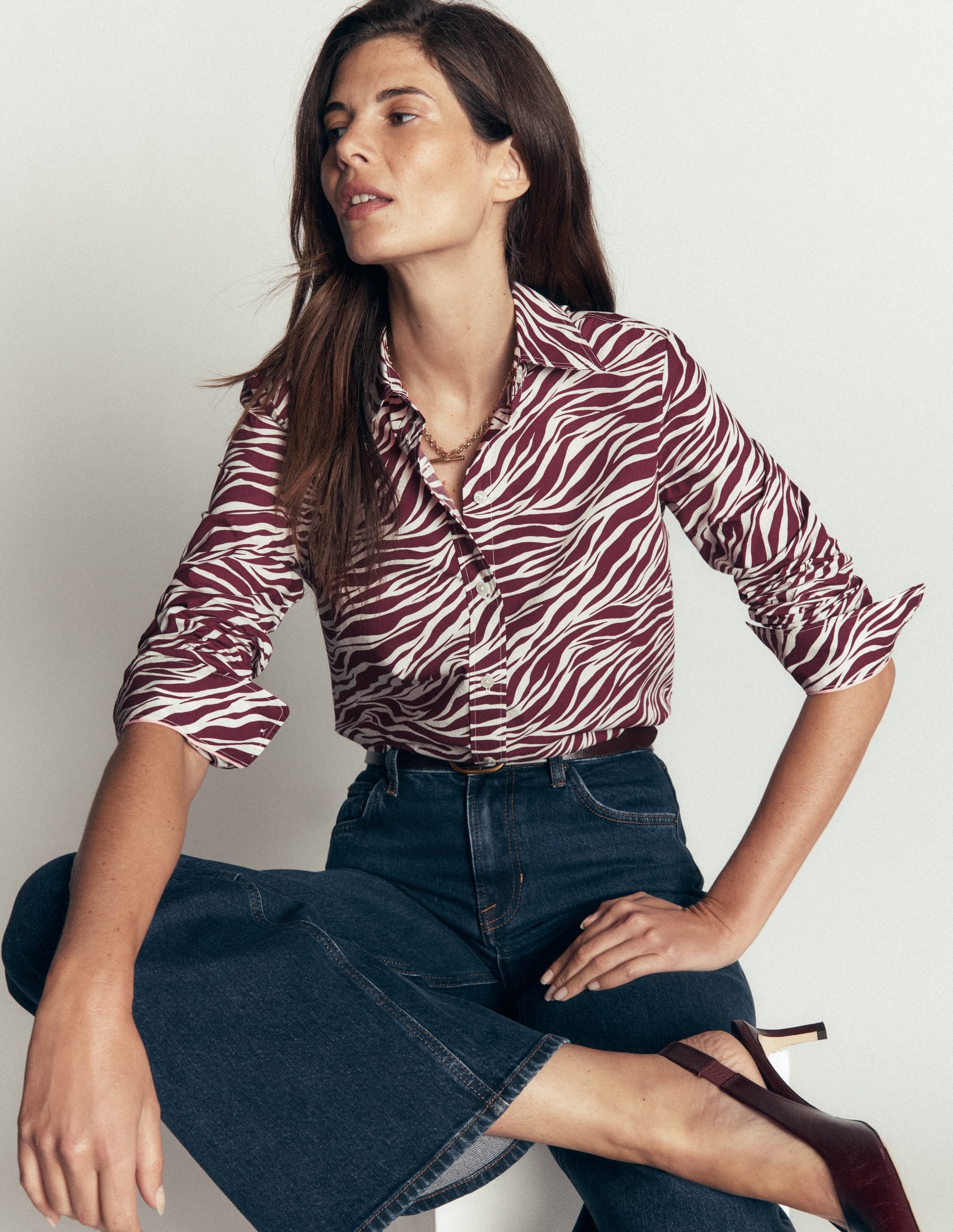 The New Sienna Cotton Shirt-Chestnut, Zebra Swirl - Image 1