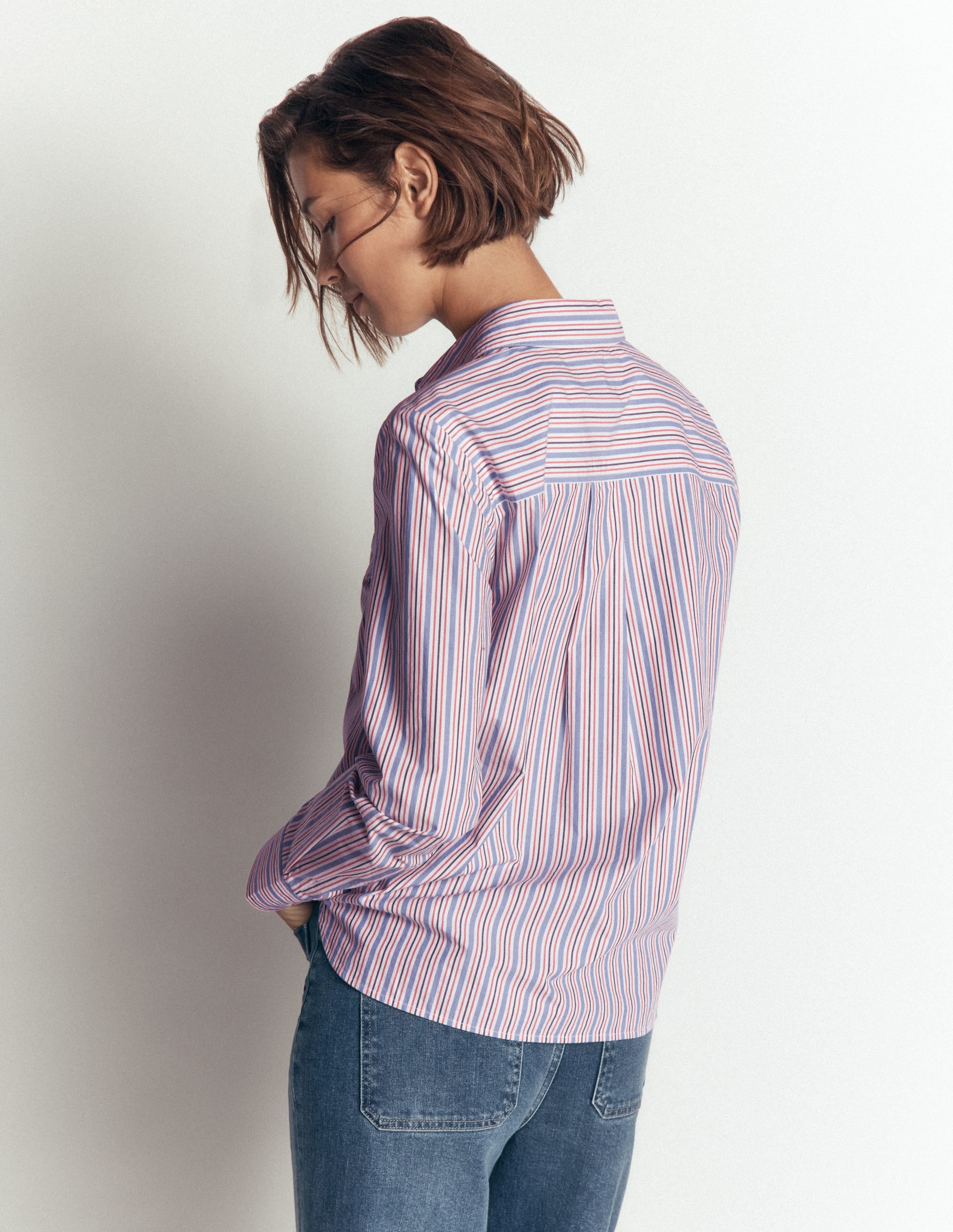 The New Sienna Cotton Shirt-Blue, Jam Red Stripe - Image 2