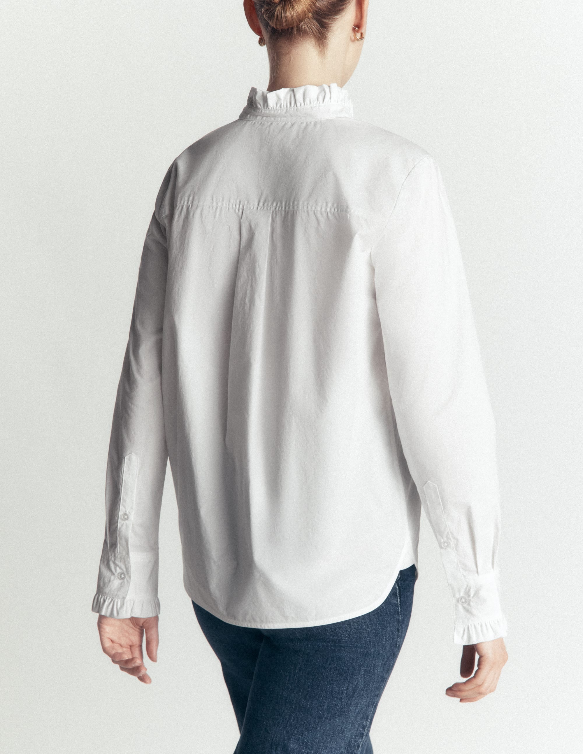 Sienna Frill Cotton Shirt-White - Image 3