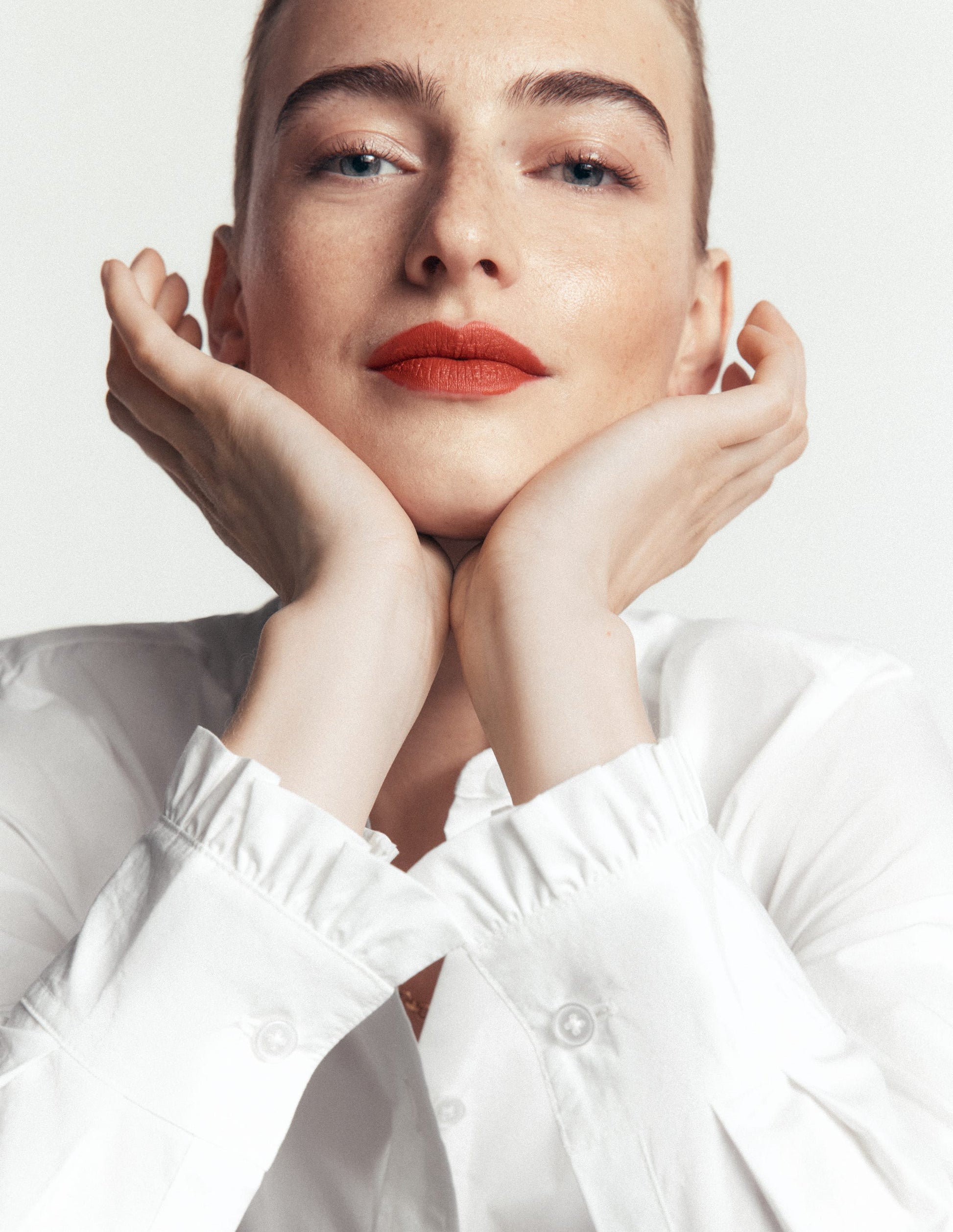Sienna Frill Cotton Shirt-White-5