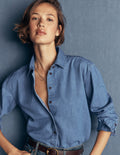 Sienna Cropped Denim Shirt-Light Authentic Denim