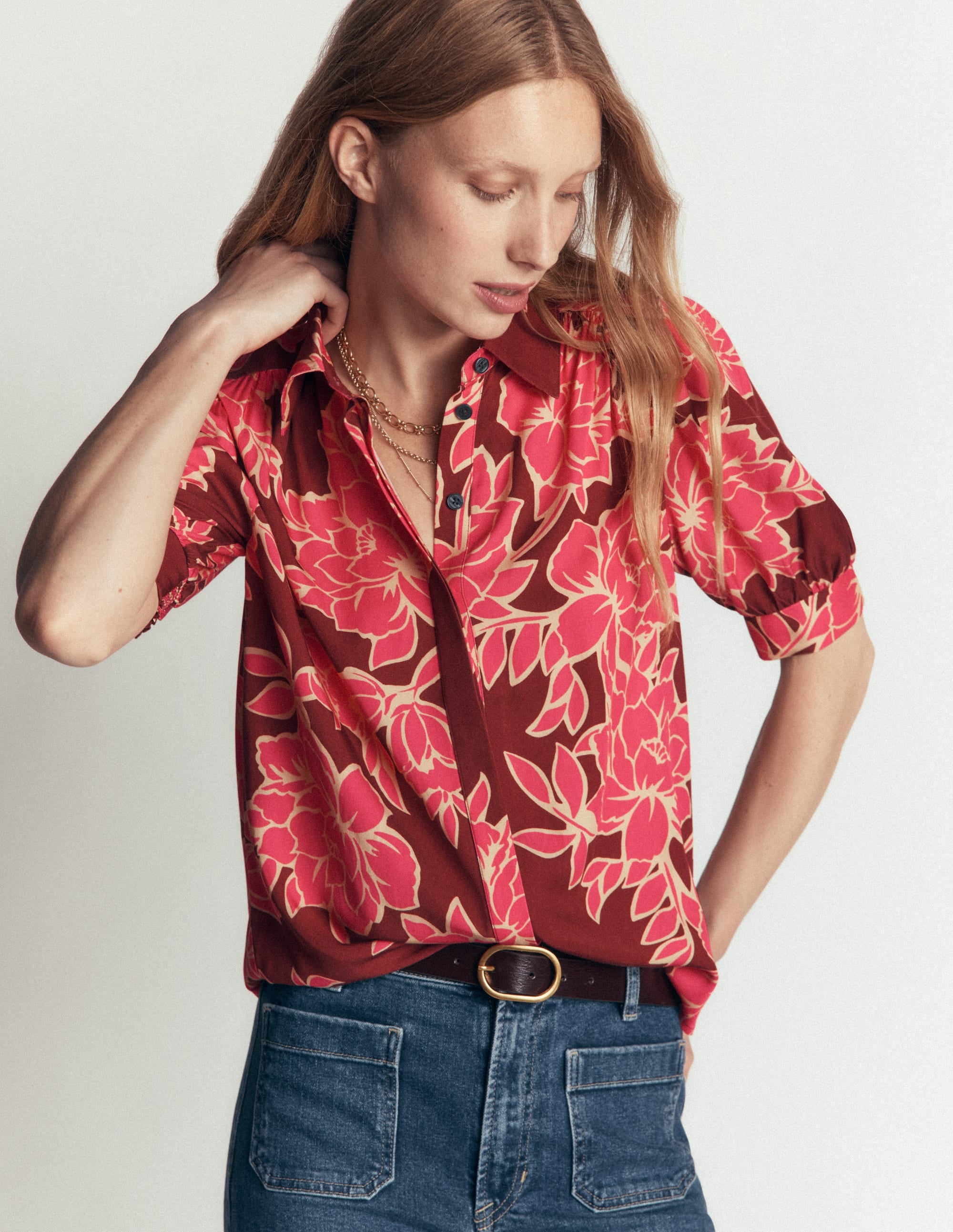 Penelope Viscose Top-Bright Rouge, Enchanted Peony - Image 3