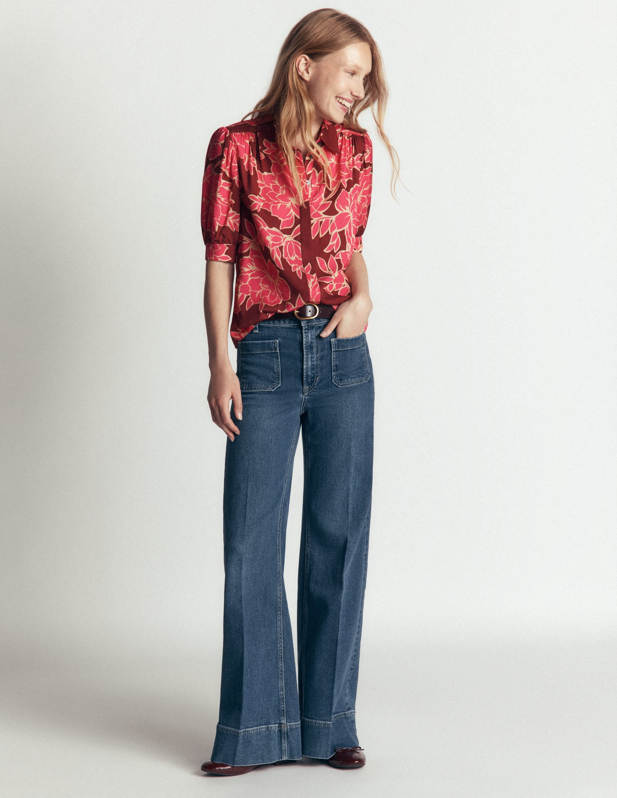 Penelope Viscose Top-Bright Rouge, Enchanted Peony - Image 5