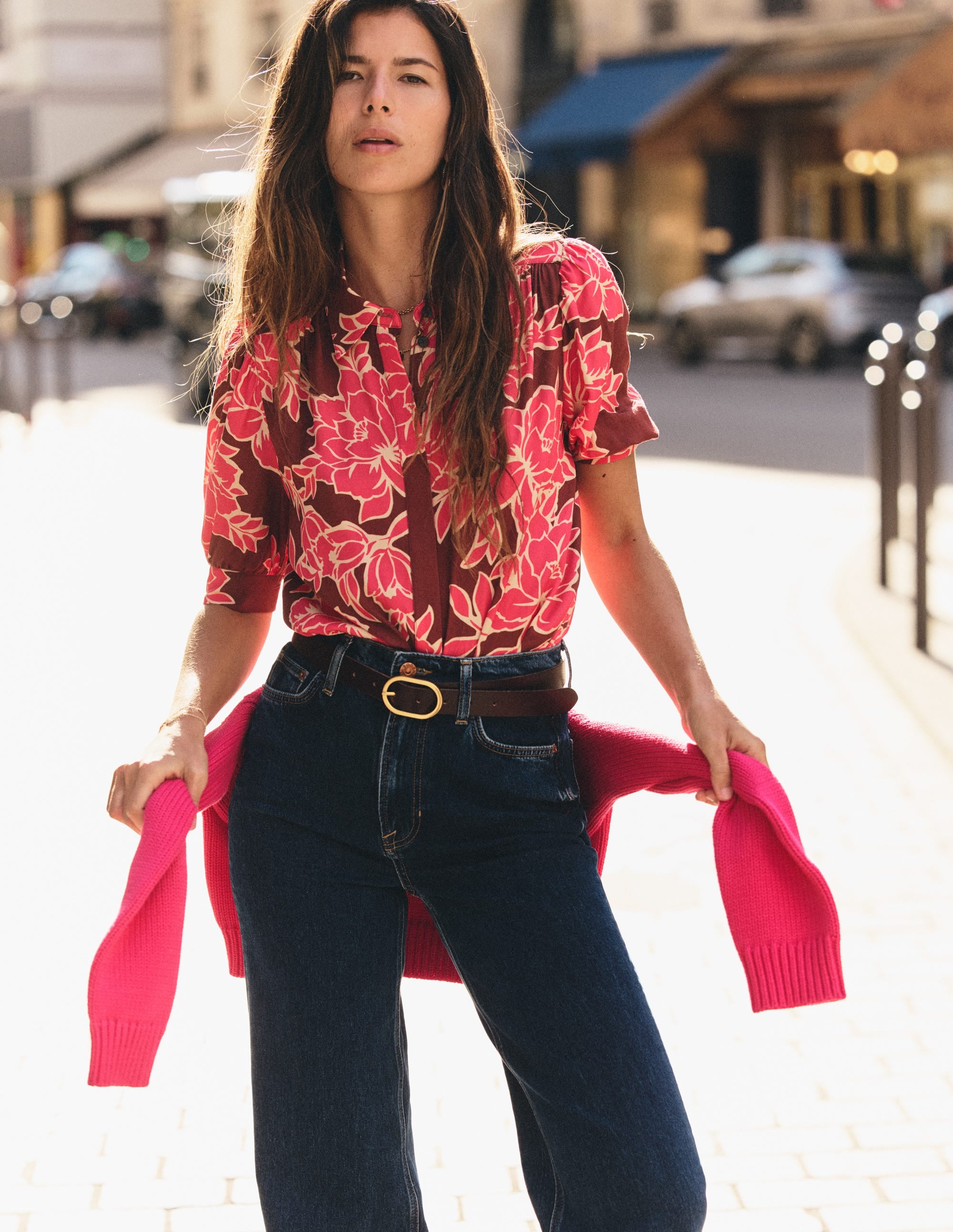 Penelope Viscose Top-Bright Rouge, Enchanted Peony - Image 1
