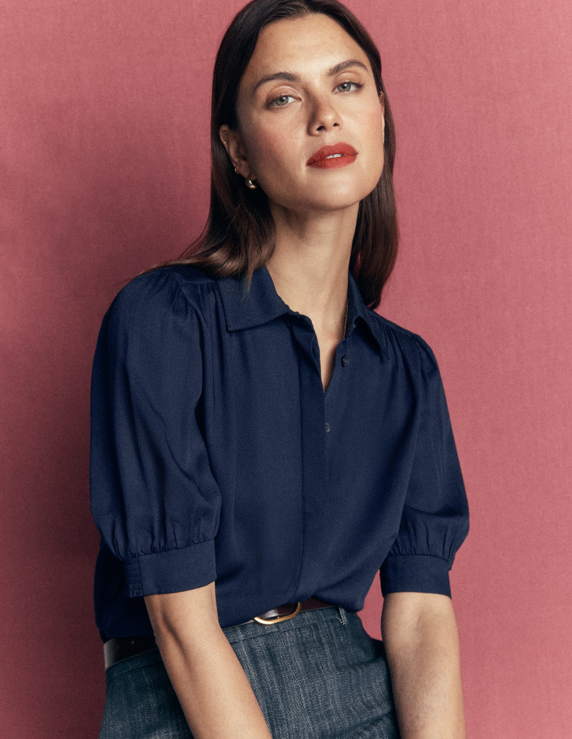 Penelope Viscose Top-French Navy - Image 1