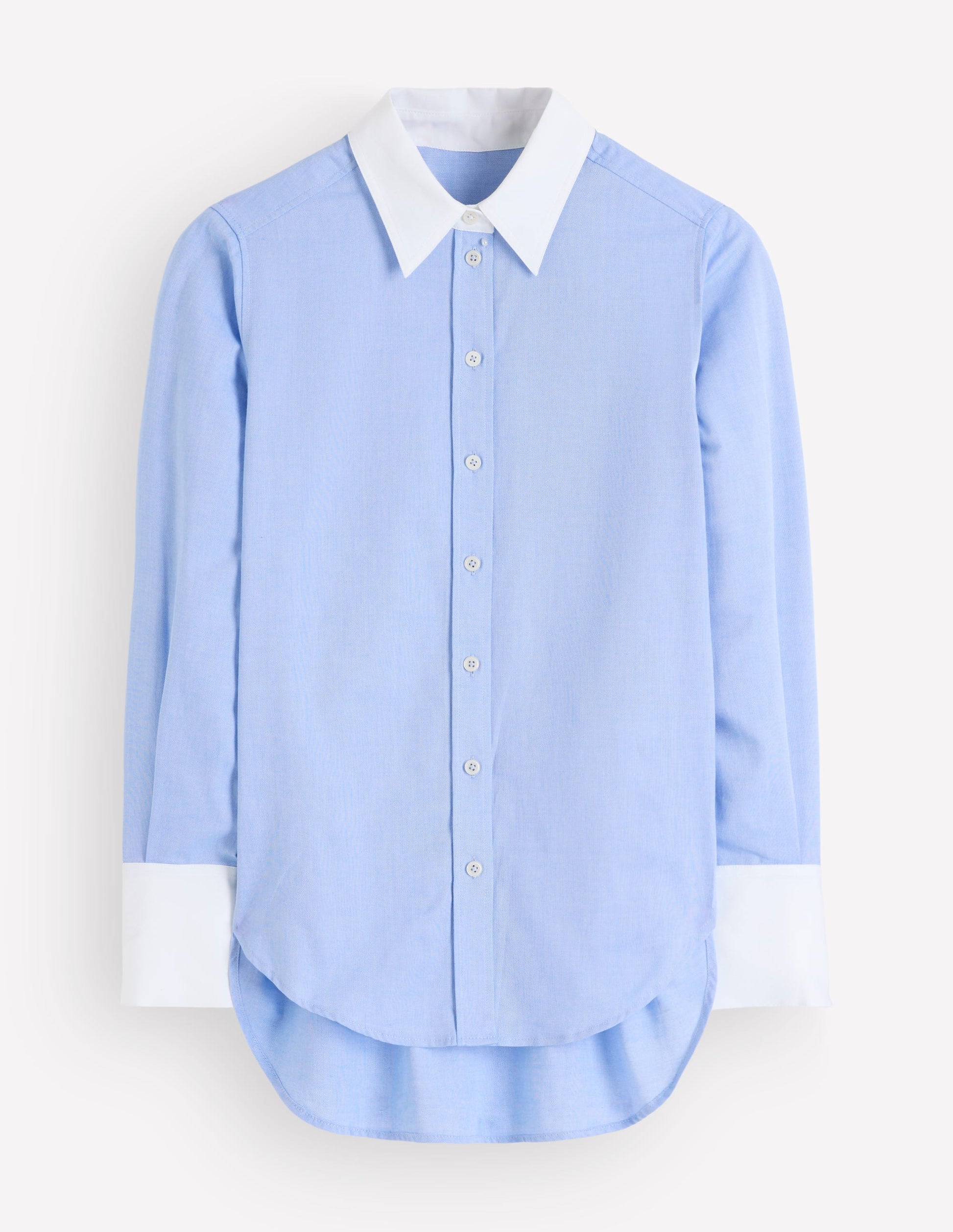 Anna Longline Cotton Shirt-Blue Oxford-5