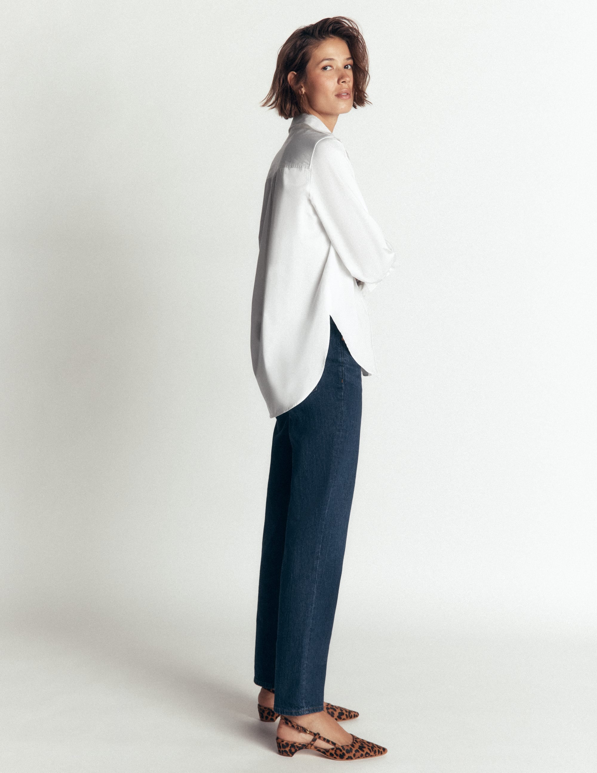 Anna Longline Cotton Shirt-White - Image 3