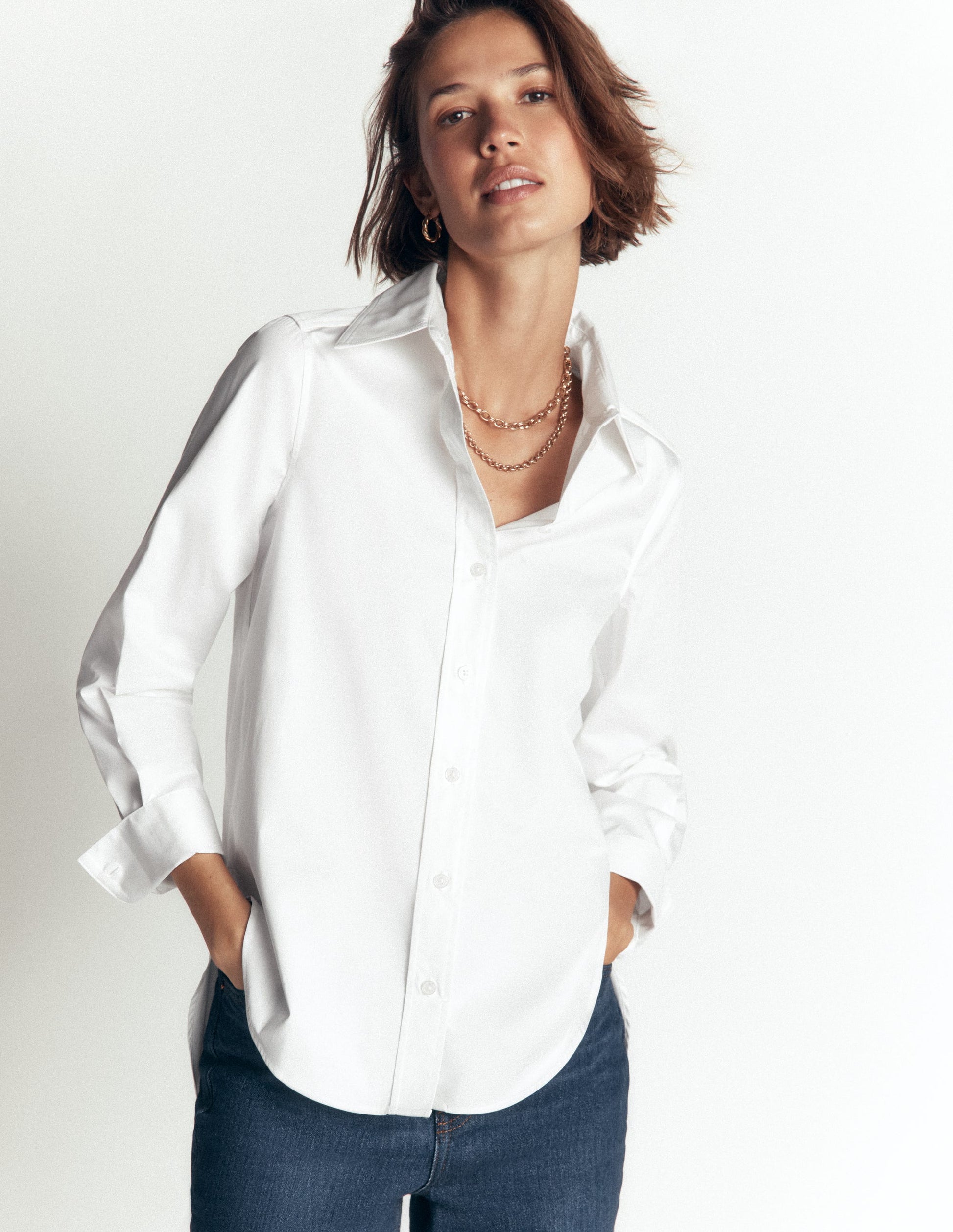 Anna Longline Cotton Shirt-White-4