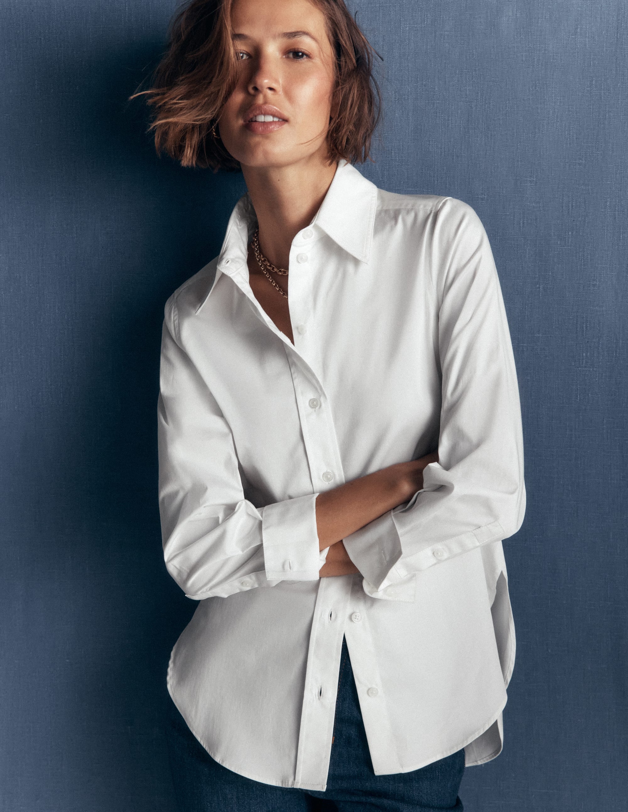Anna Longline Cotton Shirt-White - Image 5