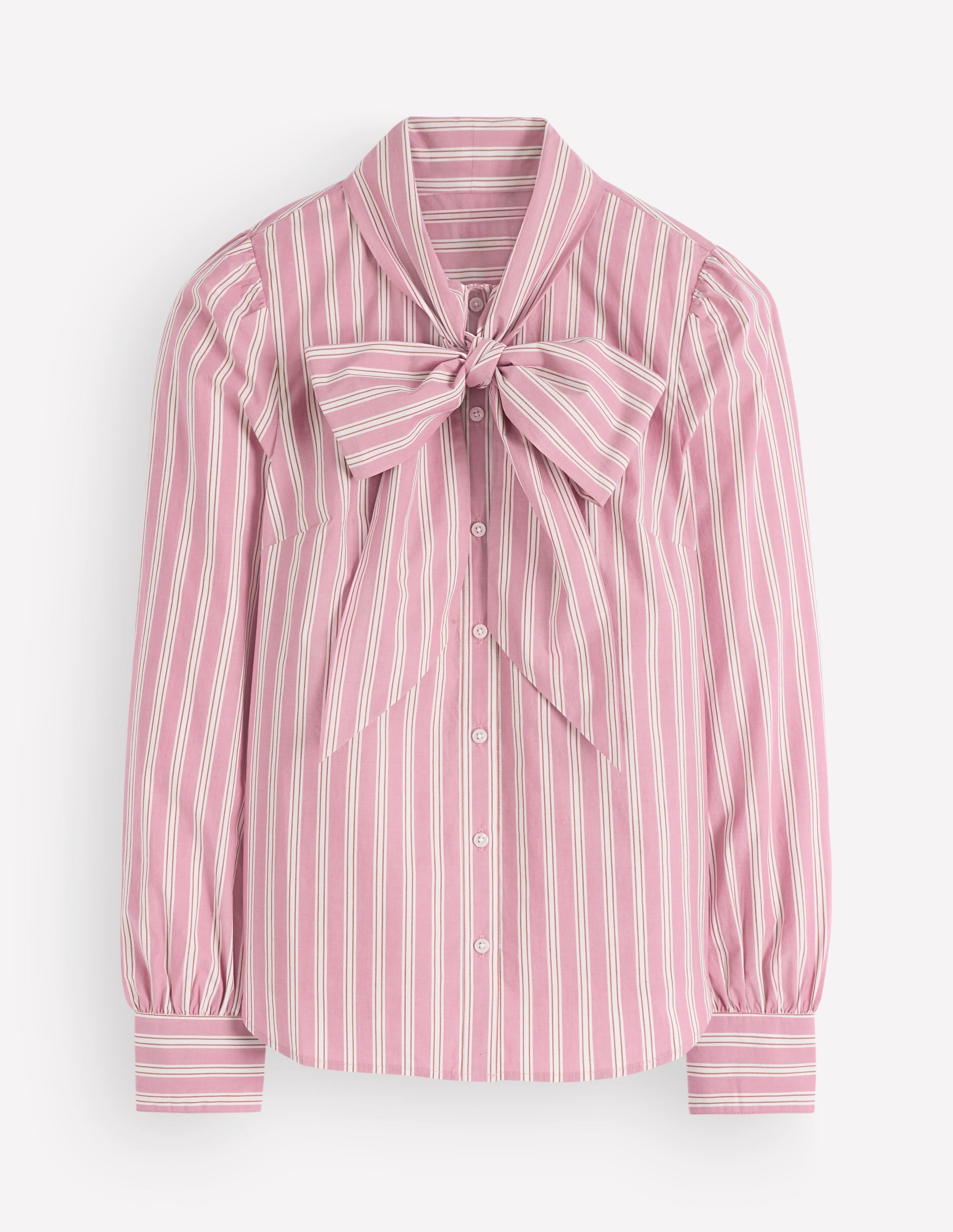 Clara Tie Neck Top-Pink and Brown Stripe - Image 8