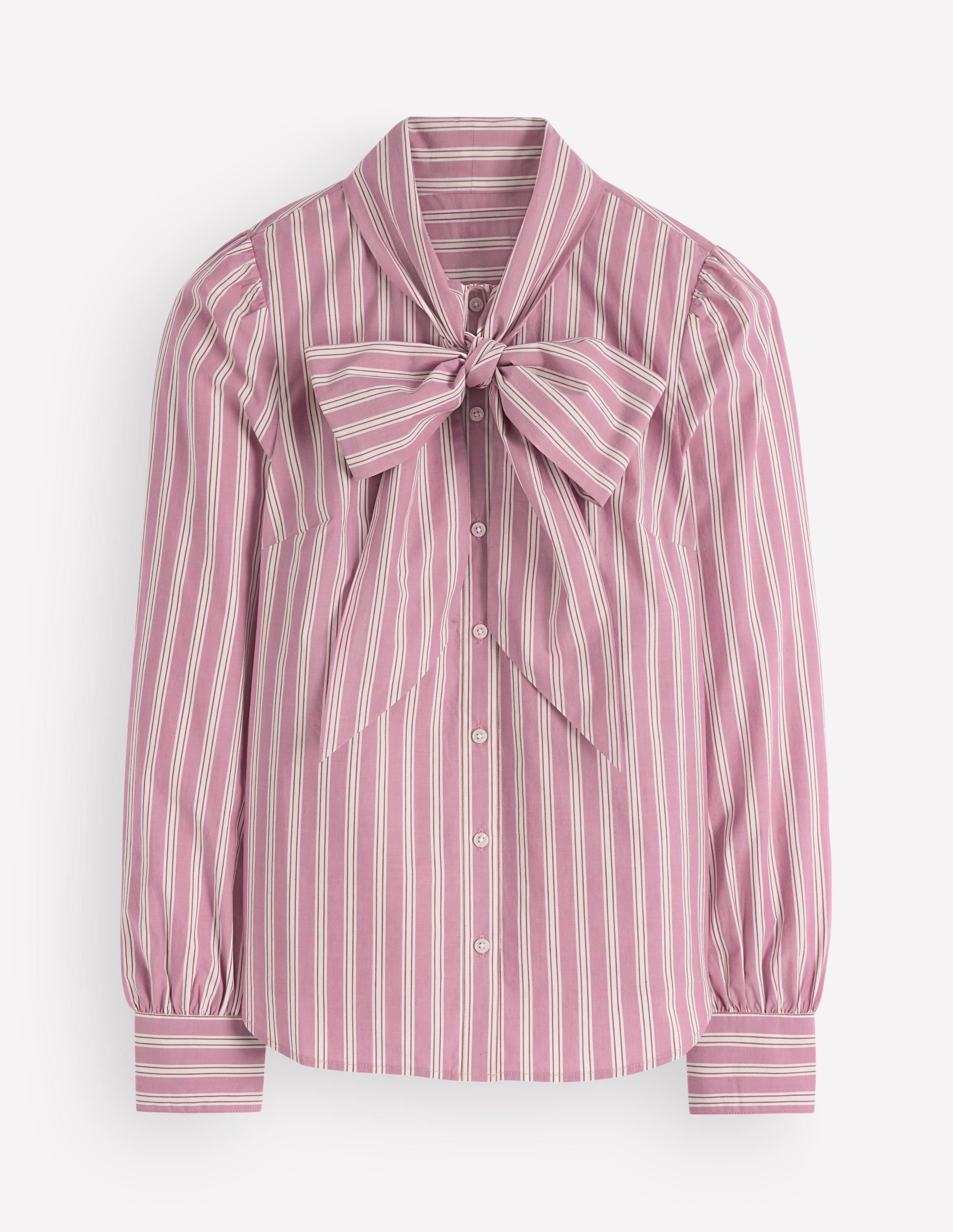 Clara Tie Neck Top-Pink and Brown Stripe - Image 7