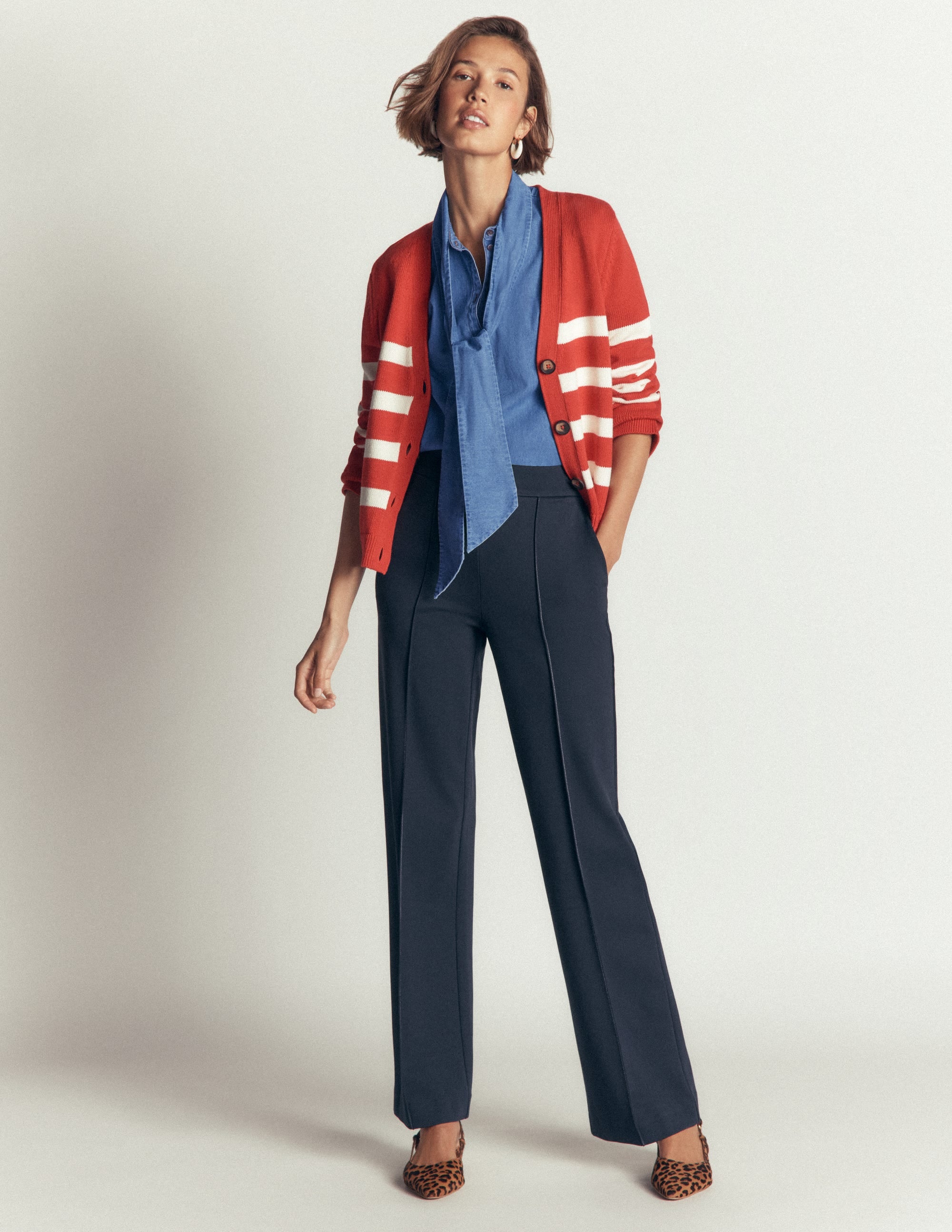 Tie Neck Denim Top-Light Vintage - Image 6