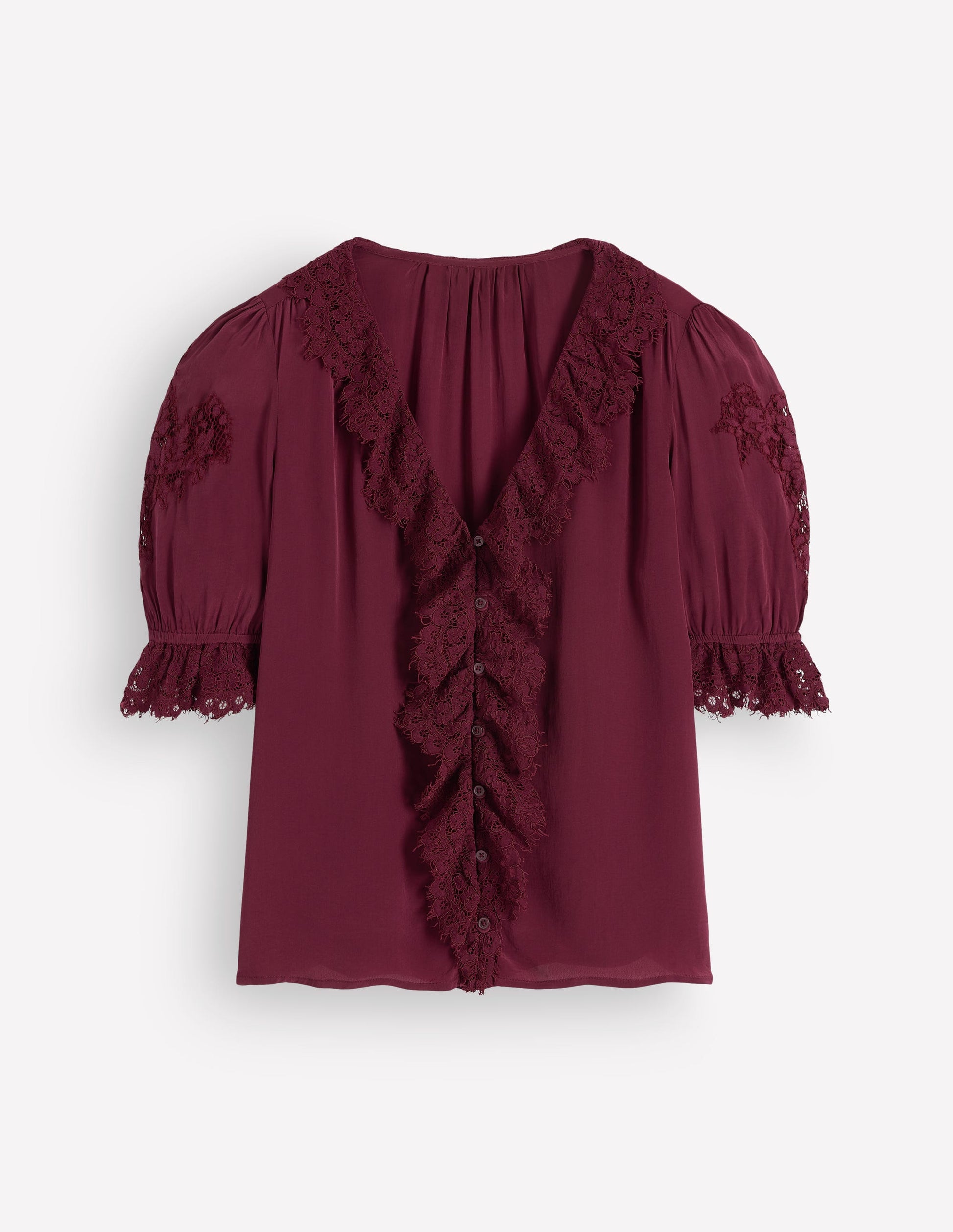 Ruffle V-neck Lace Top-Deep Wisteria-6
