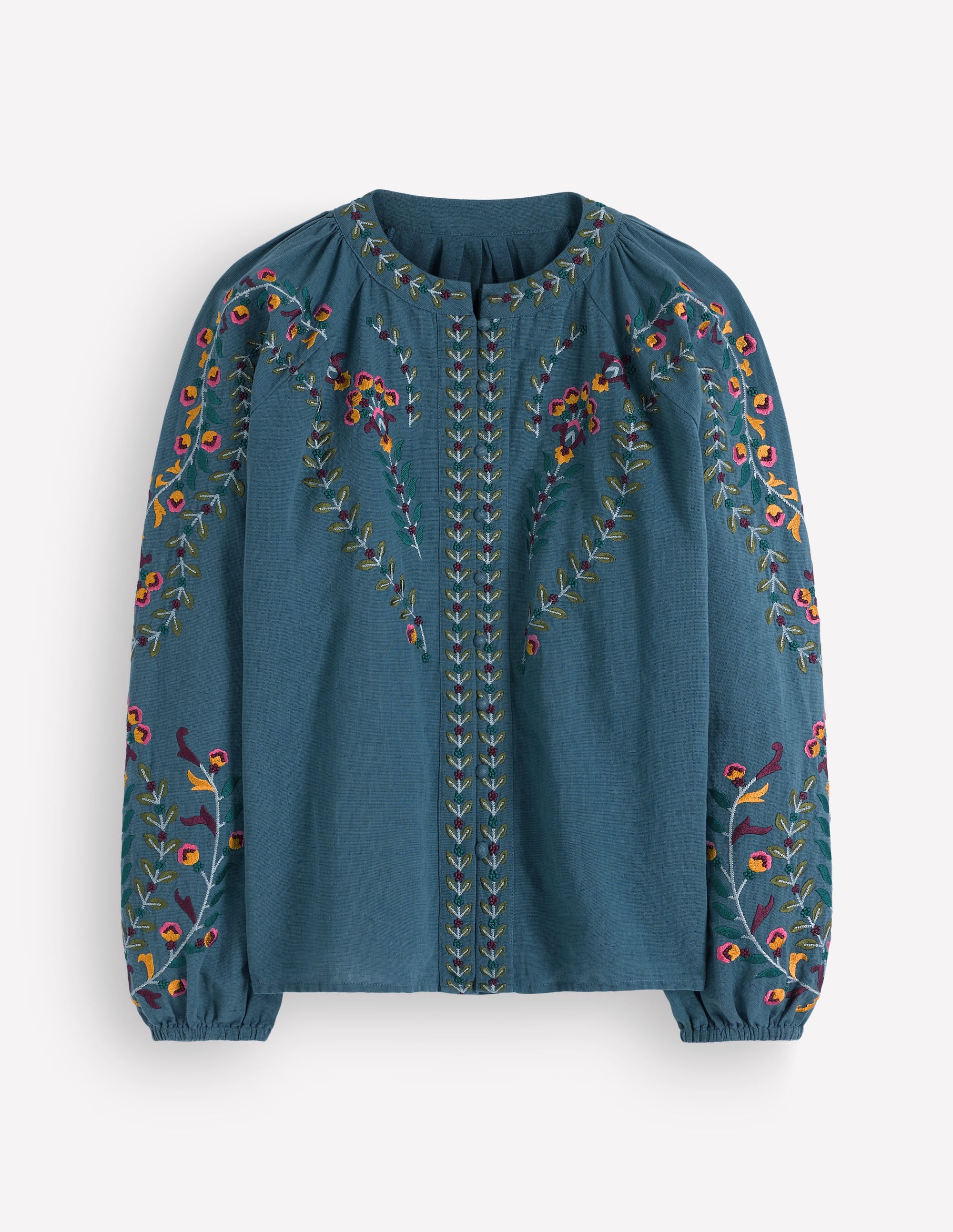 Raglan Embroidered Top-Mid Blue - Image 6