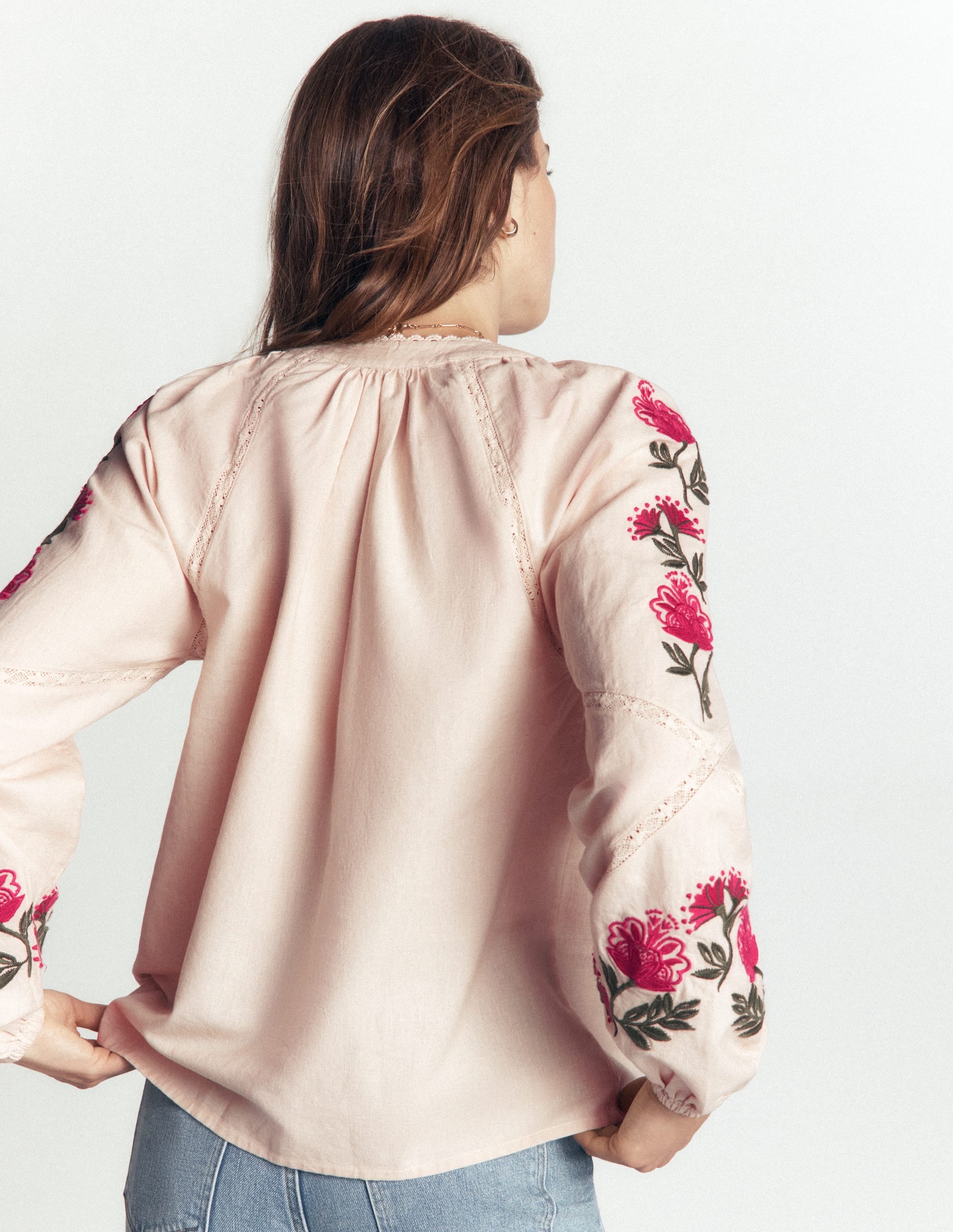 Raglan Embroidered Top-Almond Milk - Image 3