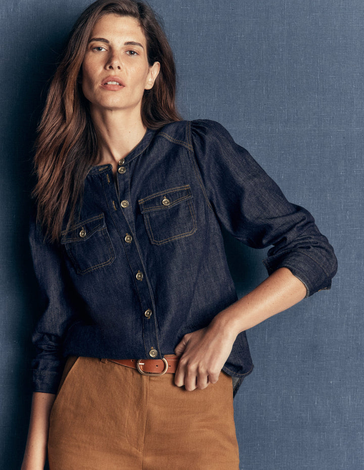 Thea Denim Shirt-Dark Indigo