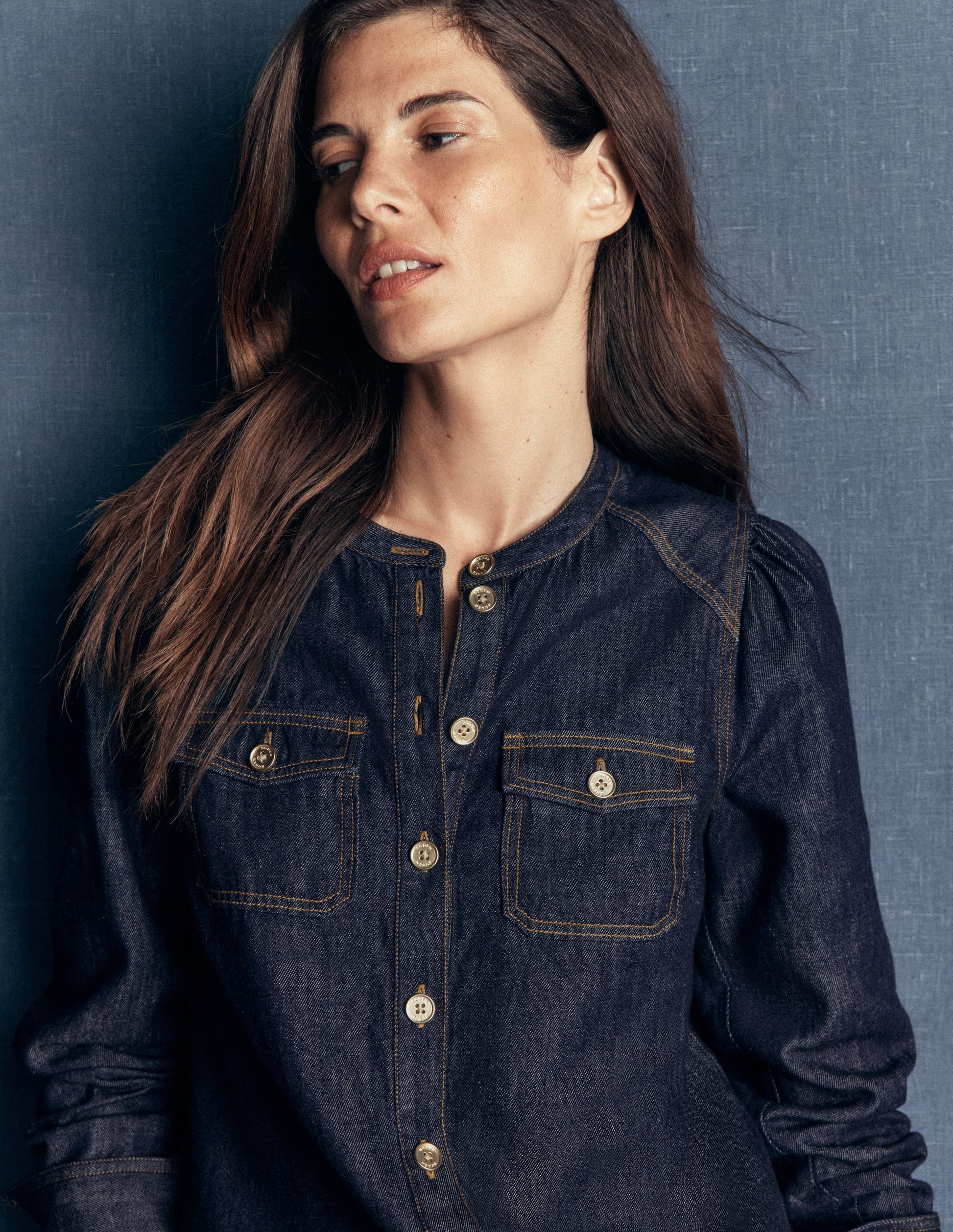 Thea Denim Shirt-Dark Indigo-2