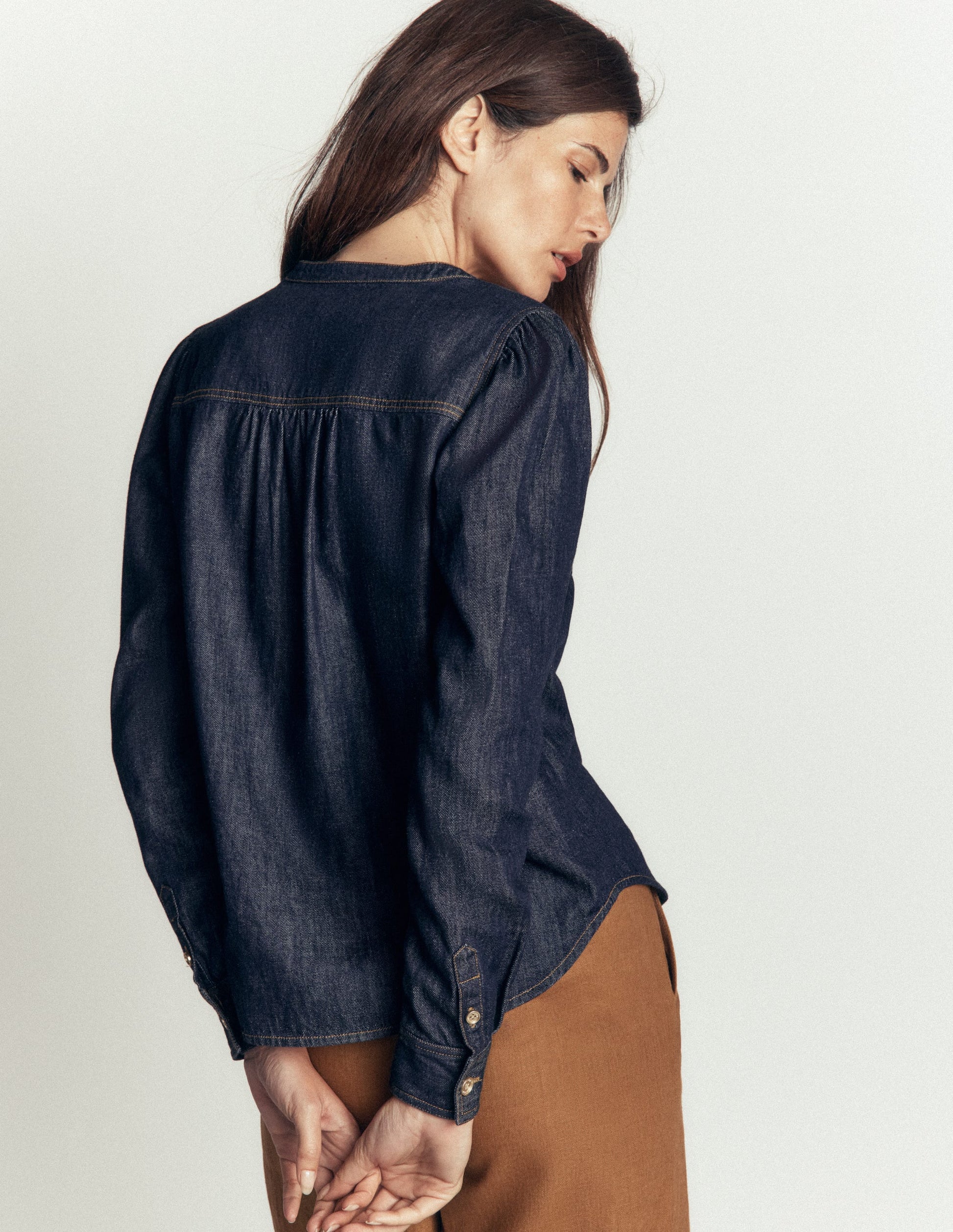 Thea Denim Shirt-Dark Indigo-3