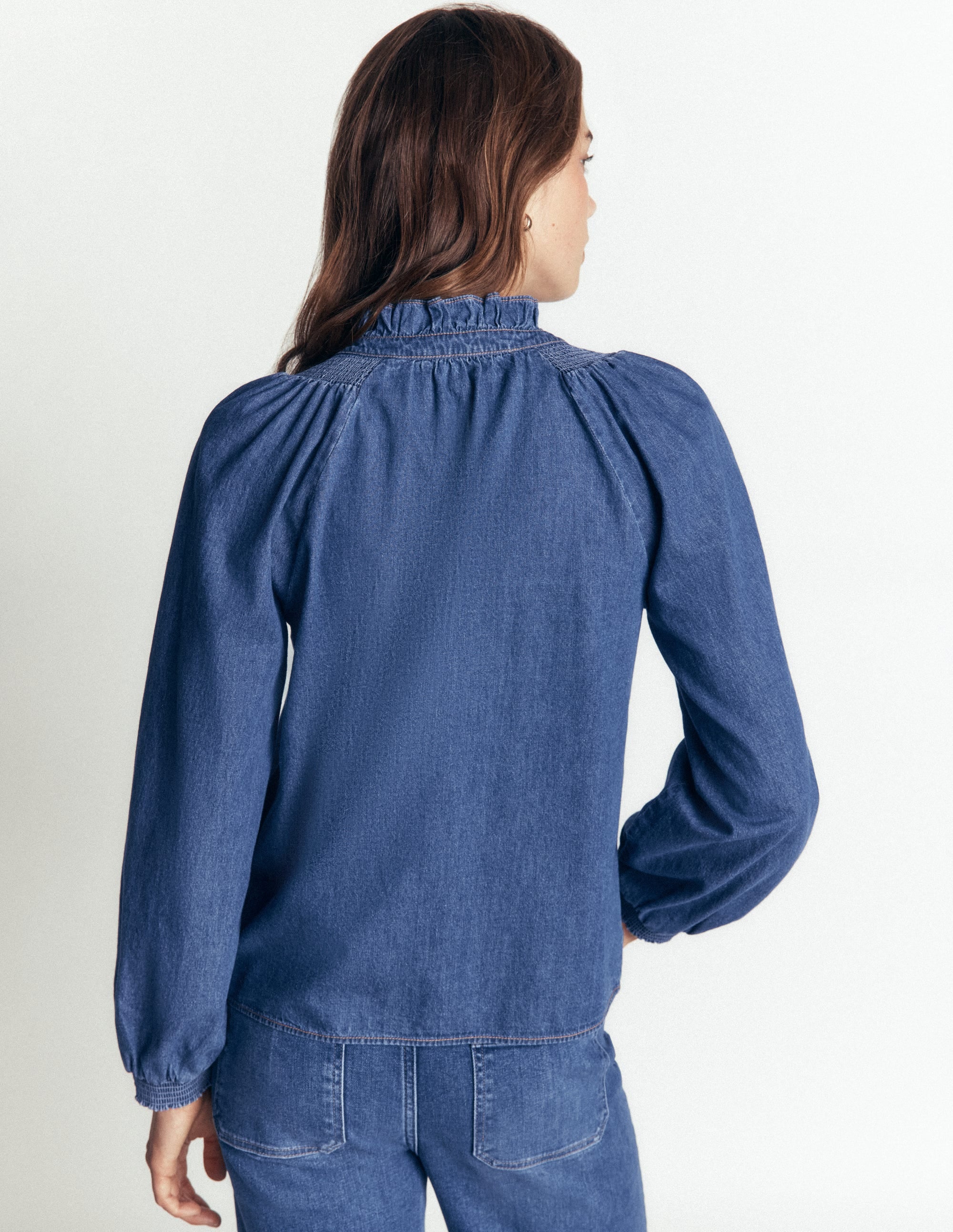 Erica Denim Frill Top-Mid Vintage - Image 3