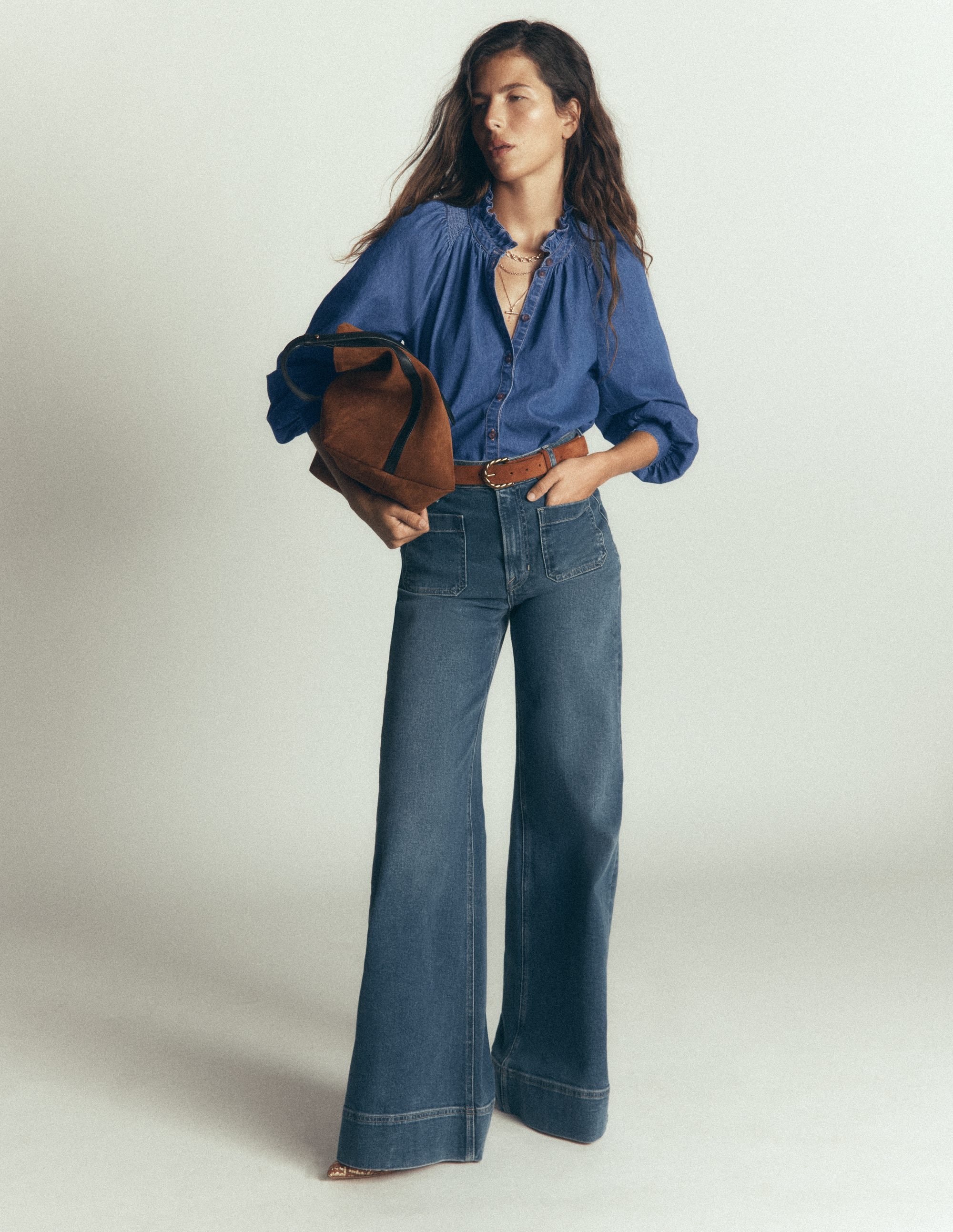 Erica Denim Frill Top-Mid Vintage - Image 4