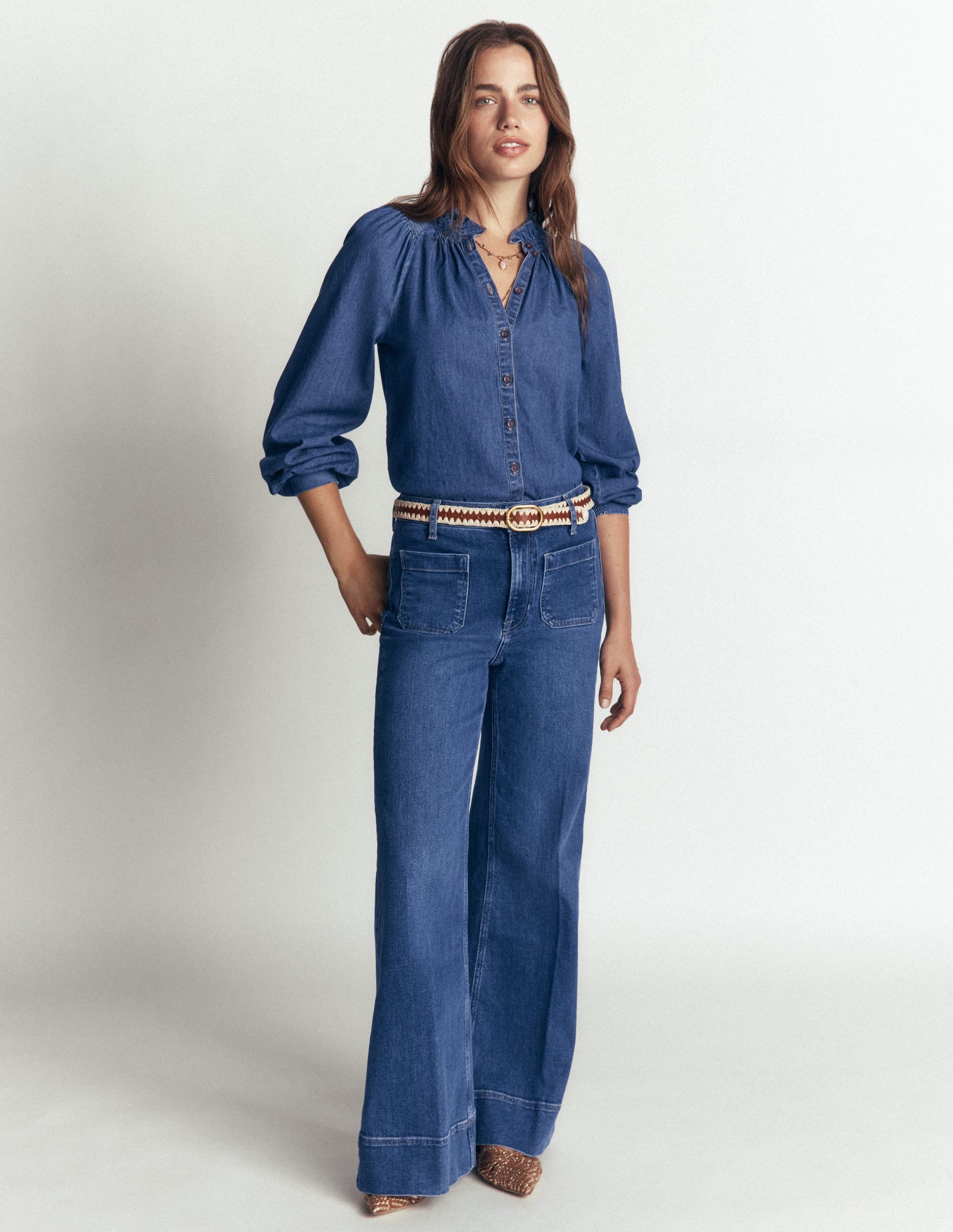 Erica Denim Frill Top-Mid Vintage - Image 4