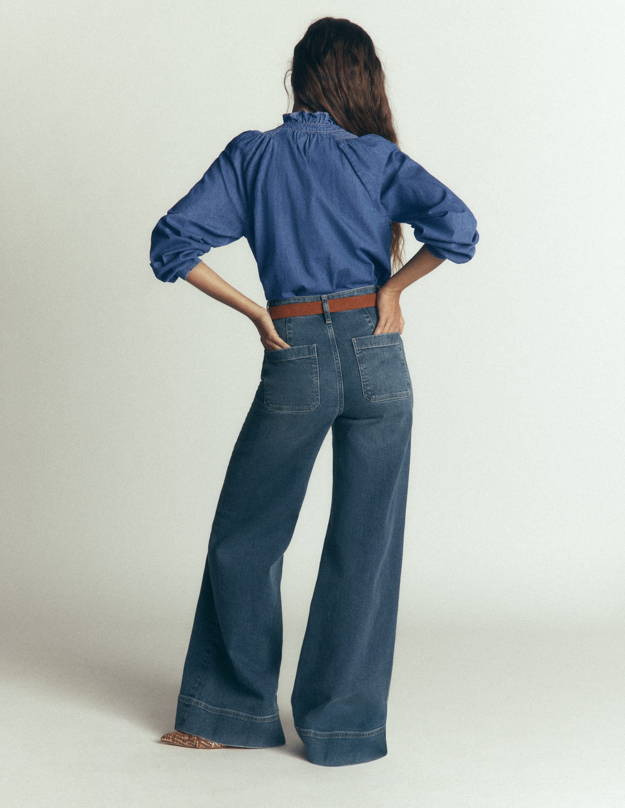 Erica Denim Frill Top-Mid Vintage - Image 6