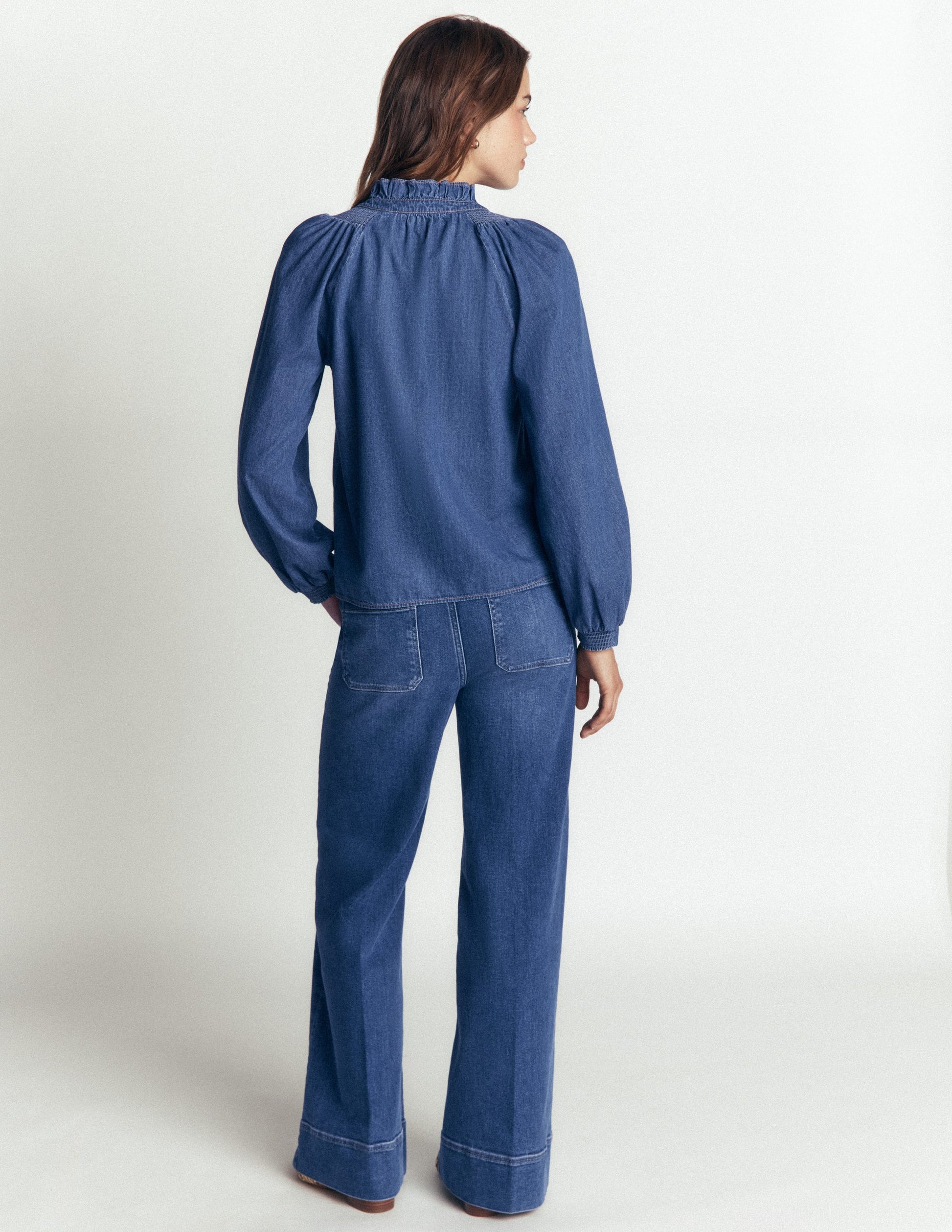 Erica Denim Frill Top-Mid Vintage-5