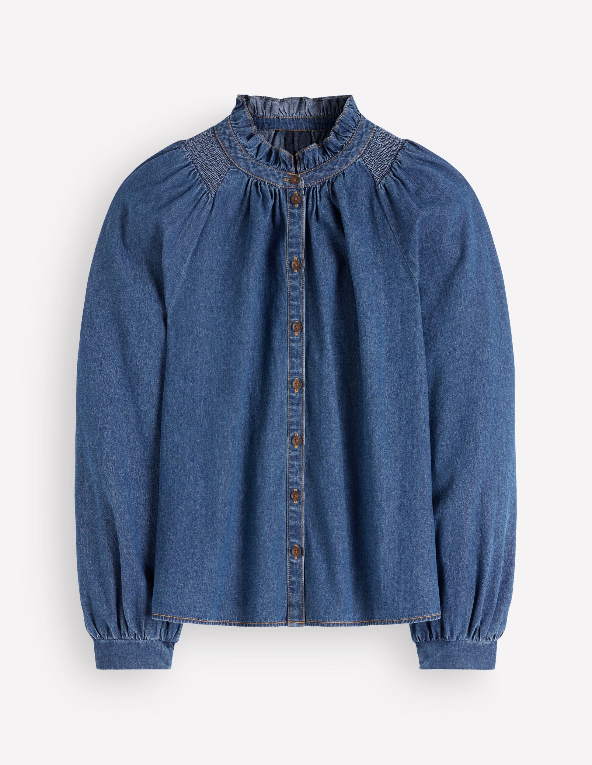 Erica Denim Frill Top-Mid Vintage-6