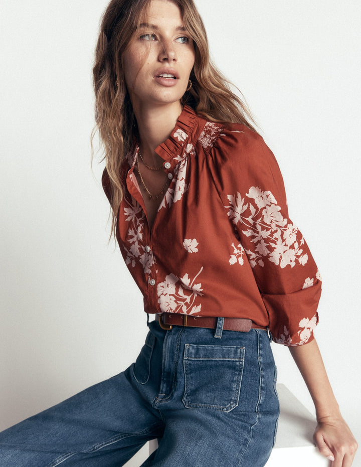 Erica Cotton Frill Top-Arabian Spice, Flecked Bunch