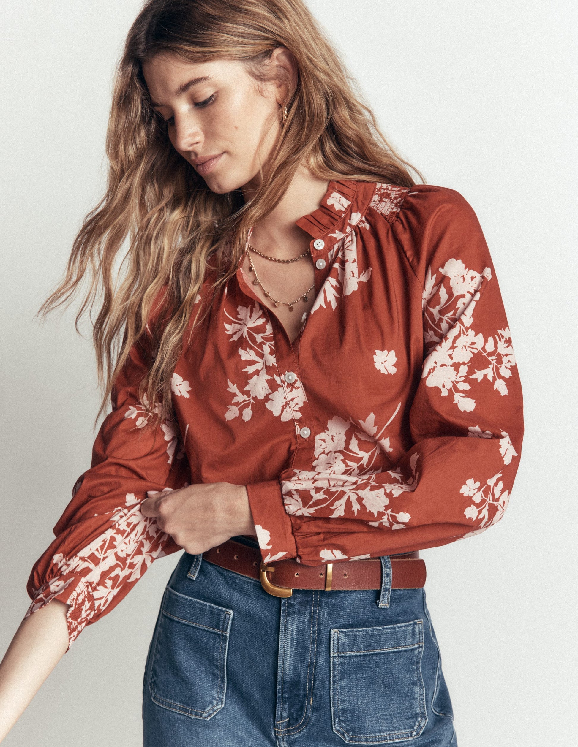Erica Cotton Frill Top-Arabian Spice, Flecked Bunch-4