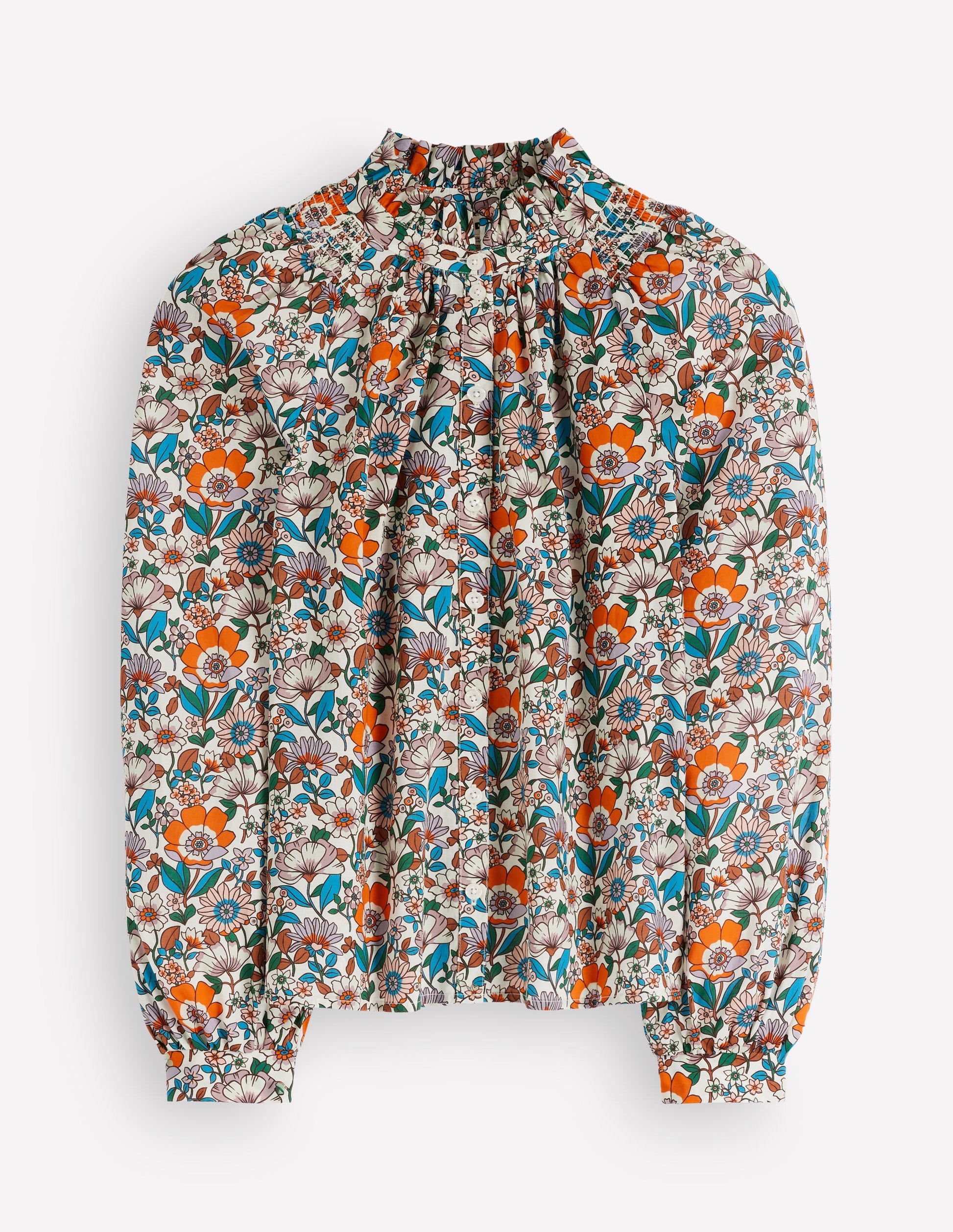 Erica Cotton Frill Top-Ivory, Floral Field-9
