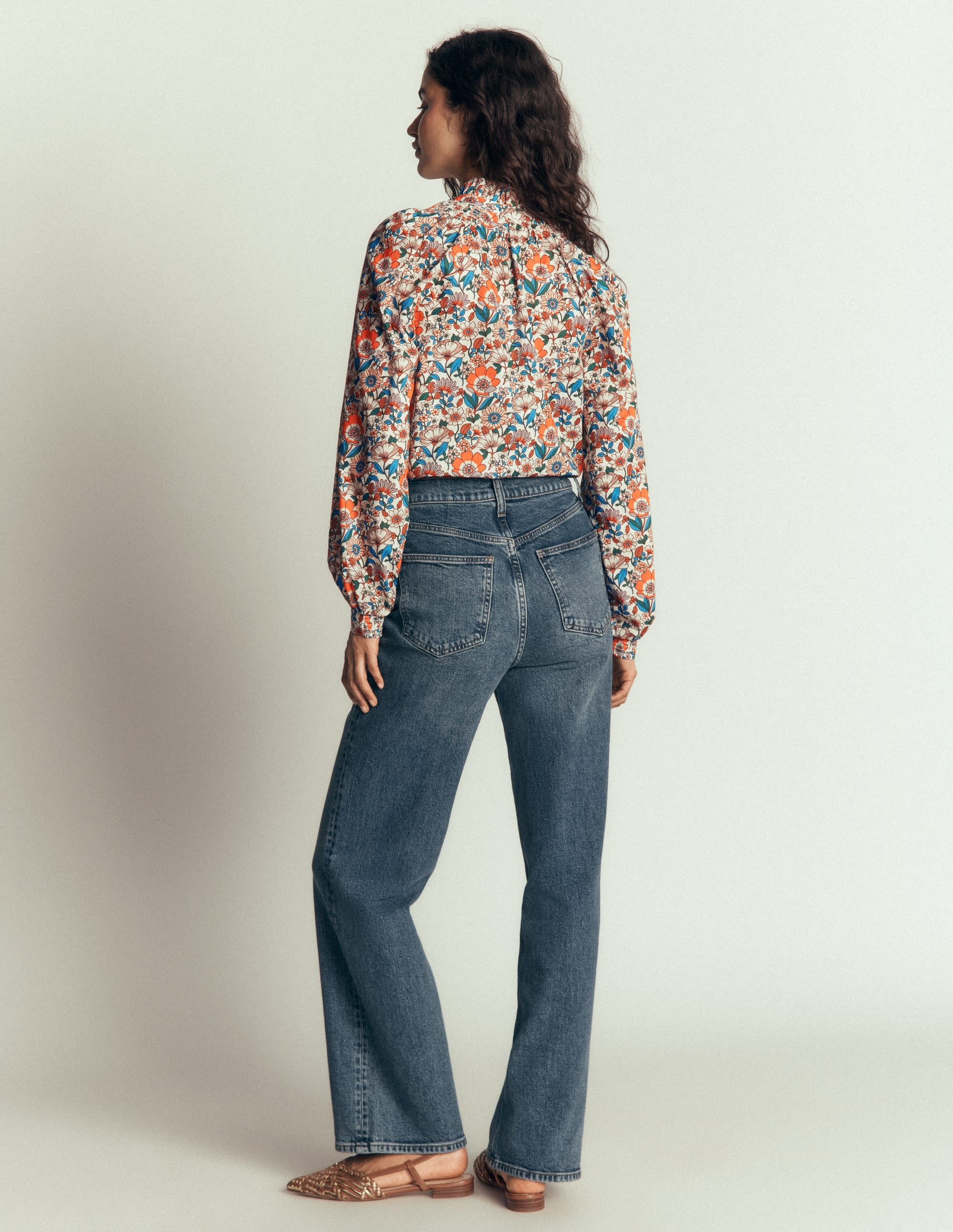 Erica Cotton Frill Top-Ivory, Floral Field - Image 8