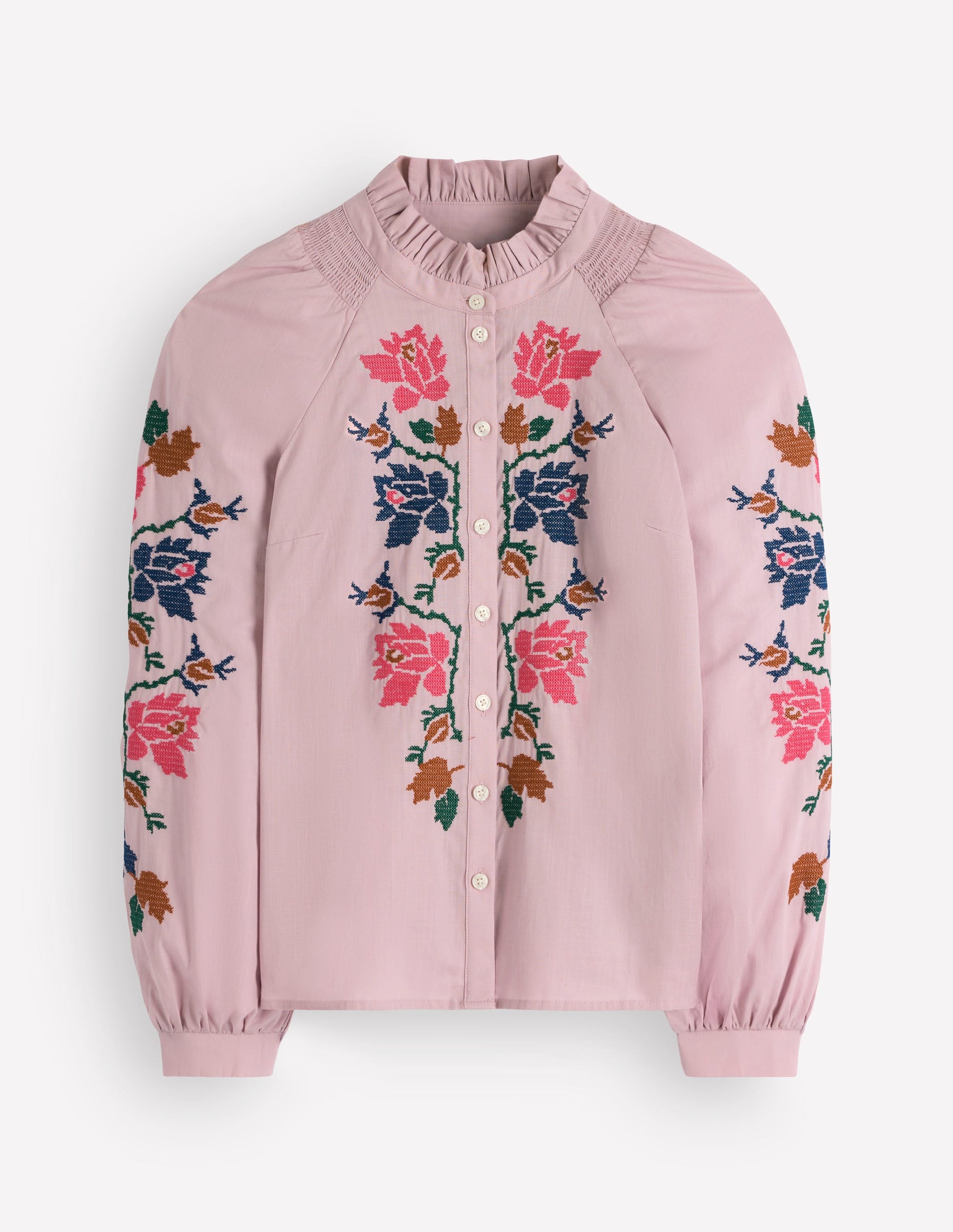 Erica Cotton Frill Top-Soft Pink, Embroidered Floral-9